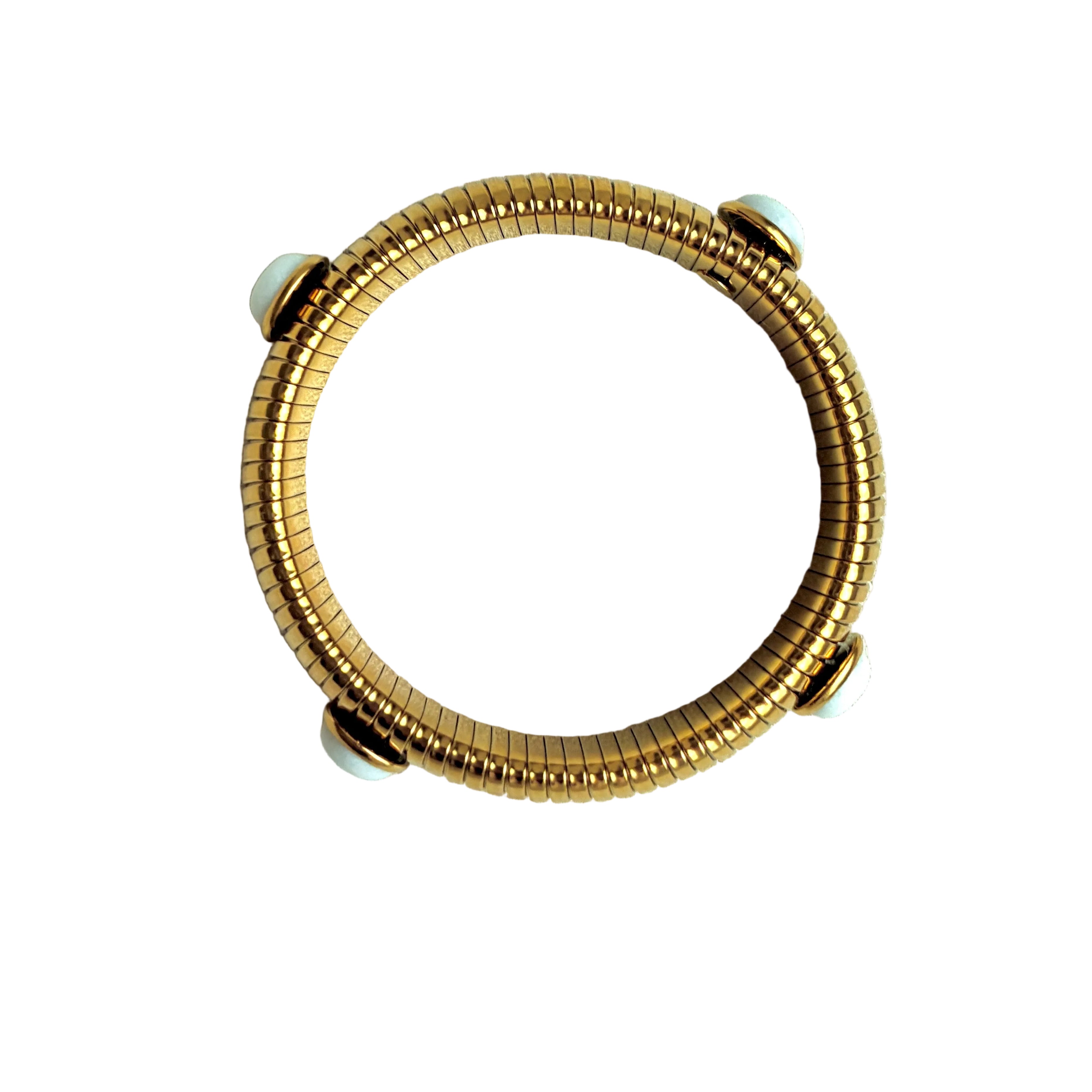 Round White Stone Gold Omega Bracelet