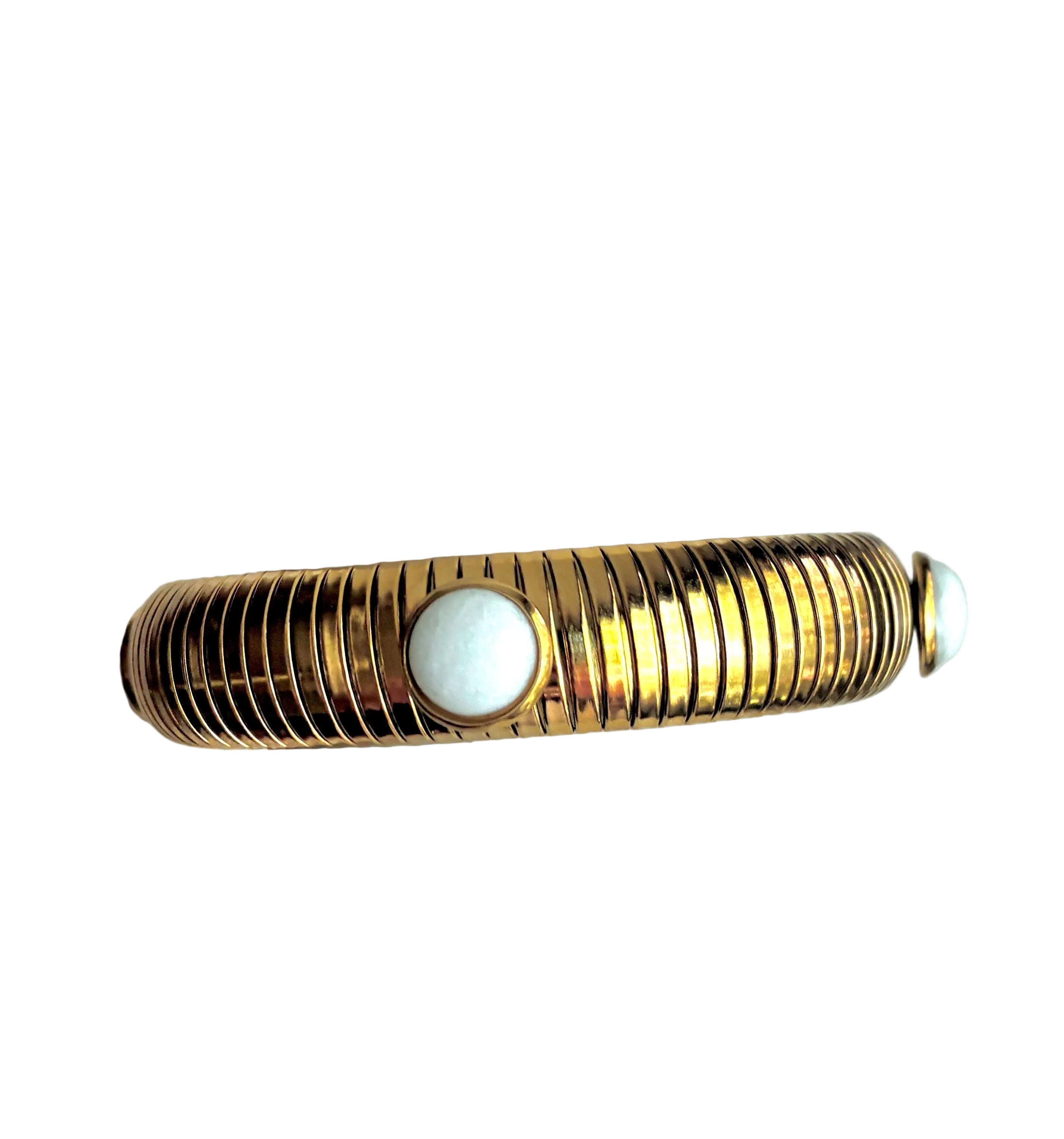 Round White Stone Gold Omega Bracelet