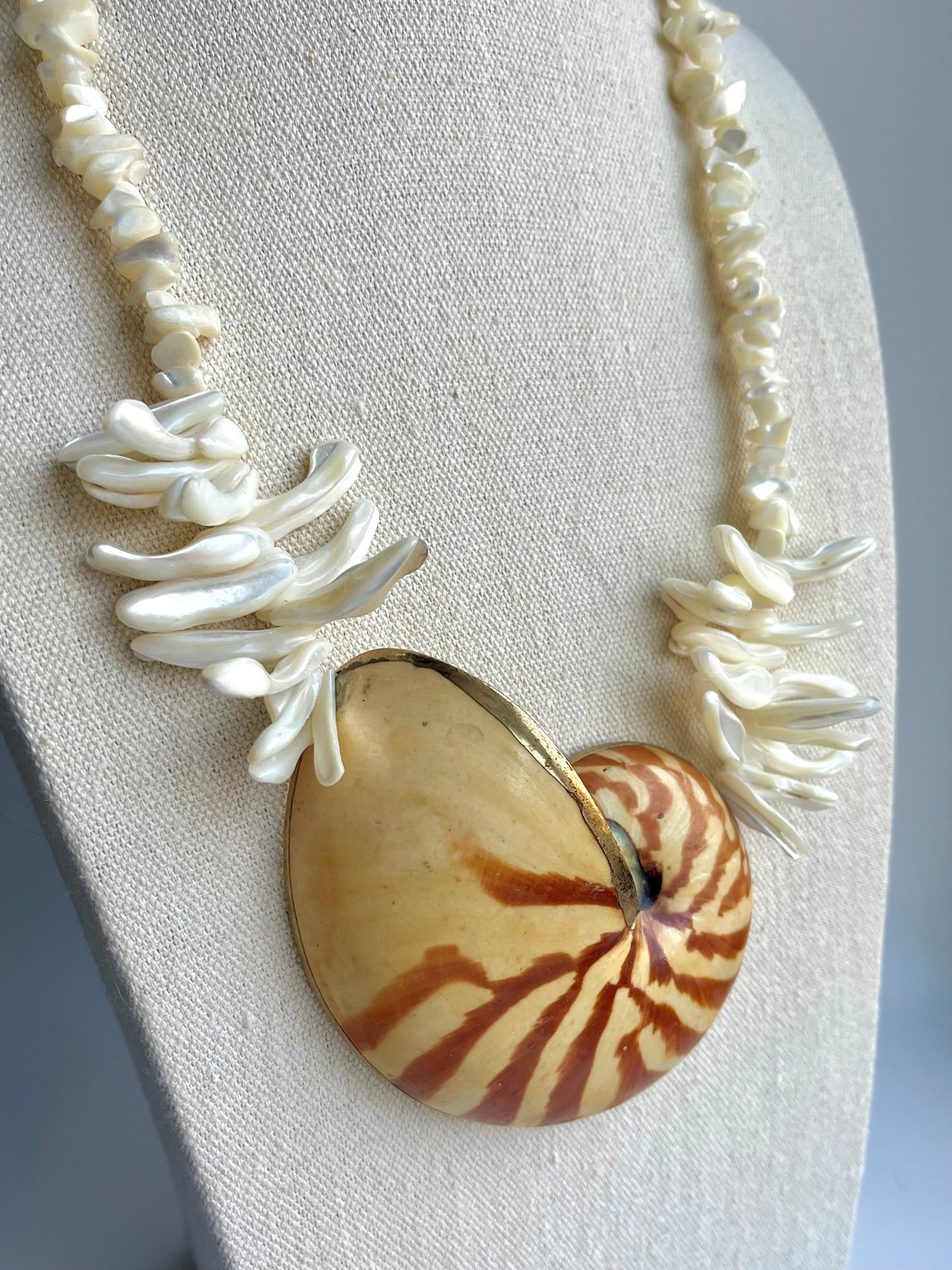 Fabulous Huge Nautilus Shell Statement Necklace