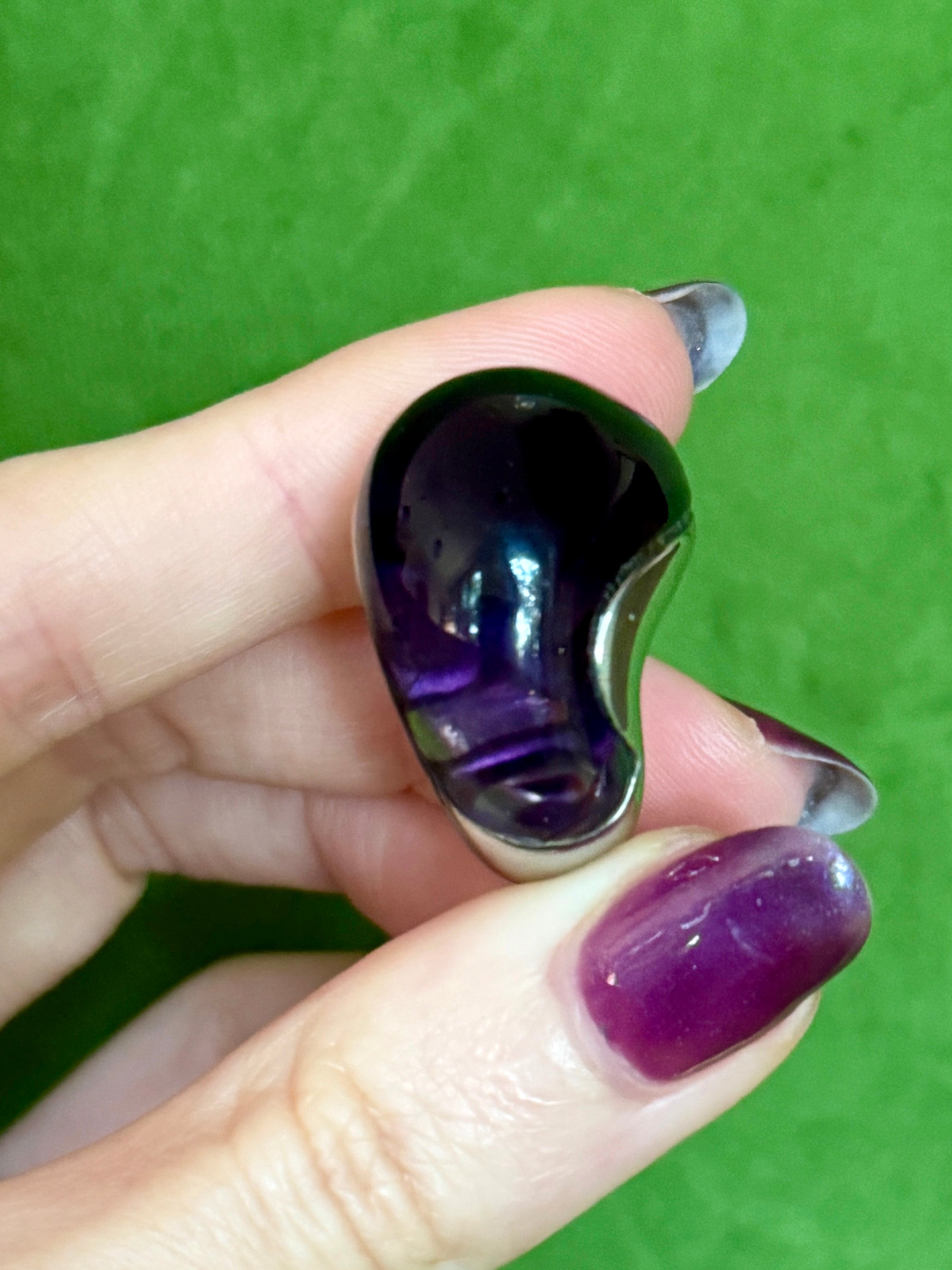 French Purple Resin Sterling Statement Ring Size 8