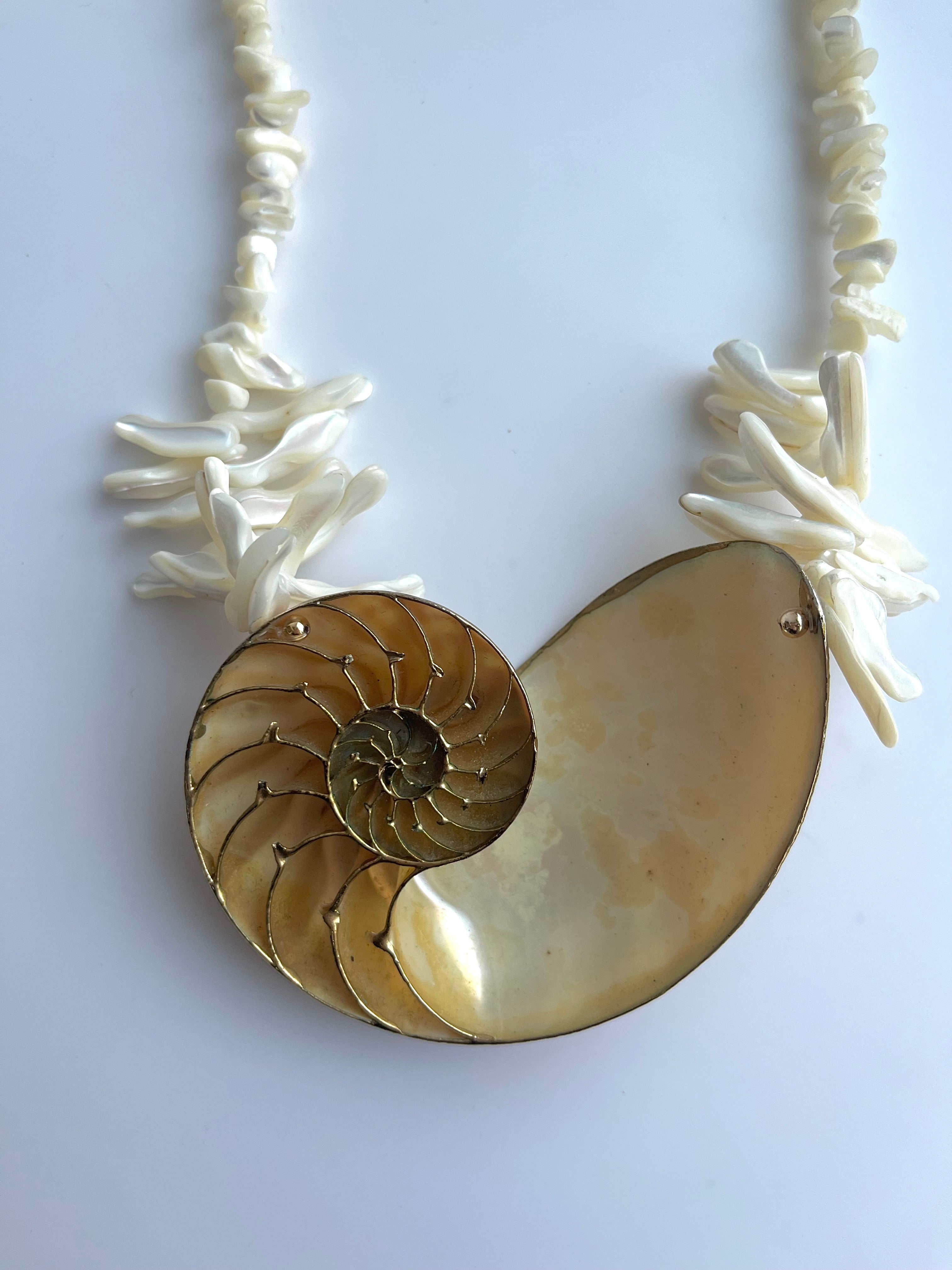 Fabulous Huge Nautilus Shell Statement Necklace