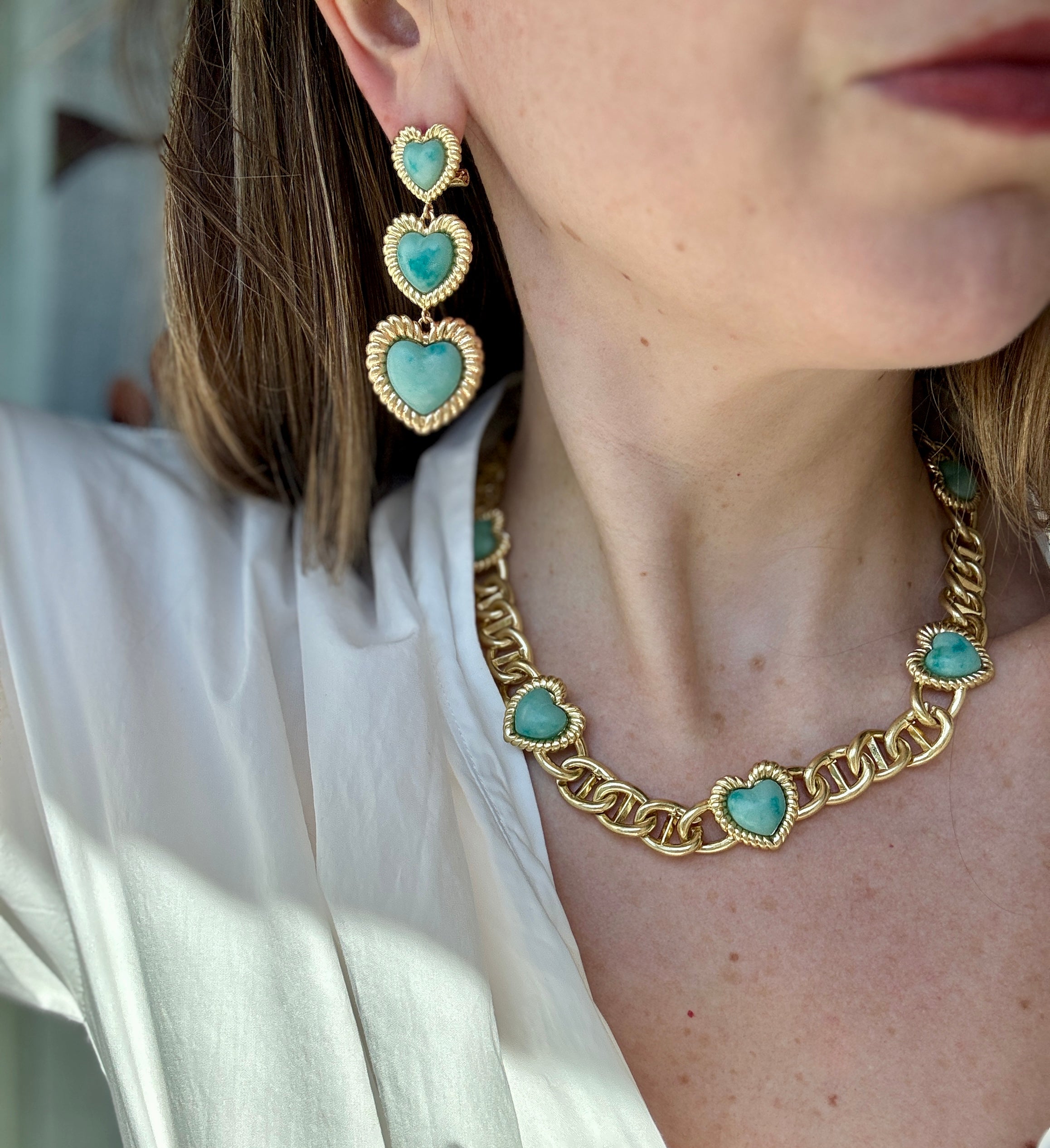 Sloan Triple Heart Earrings