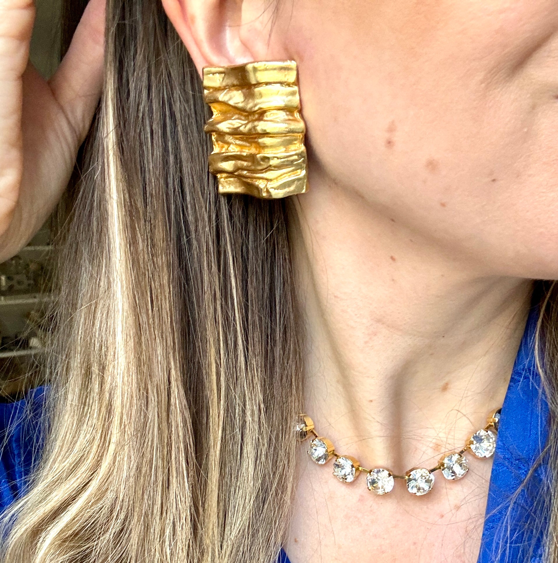 Brushed Gold Wave Earrings