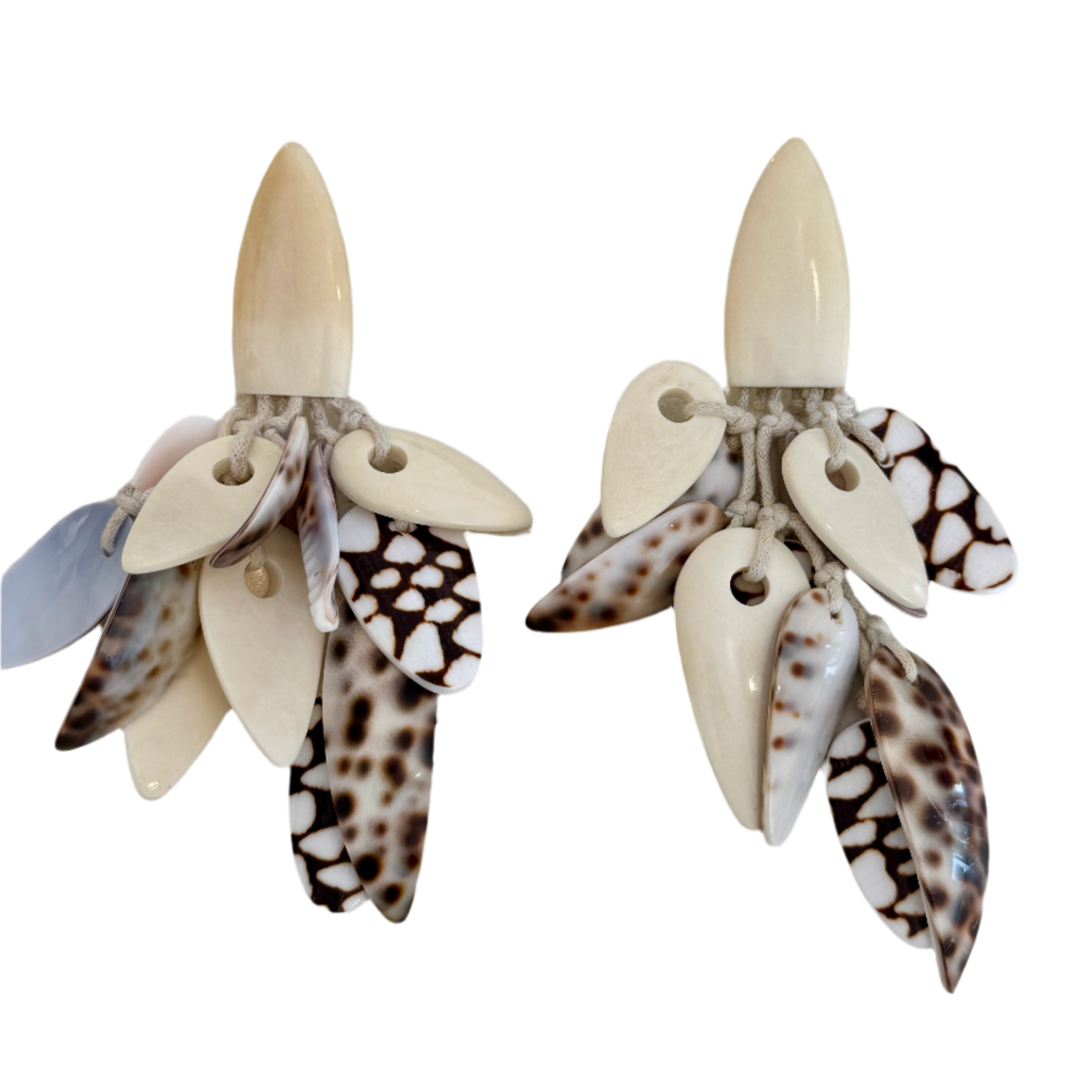 Monies Couture Polished Shell and Horn Statement Earrings