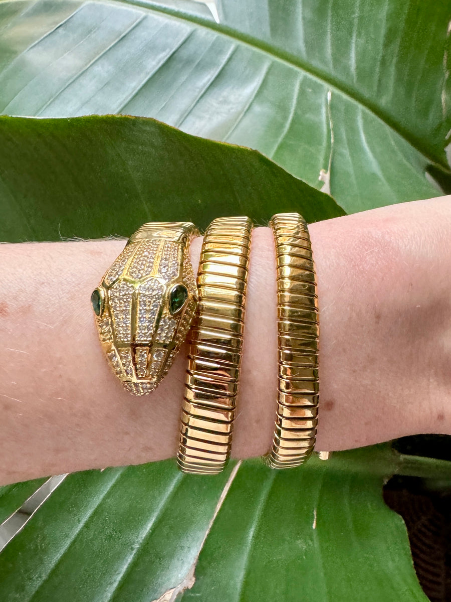 Gold Triple Coil Snake Wrap Bracelet – Kimono Dragon NYC