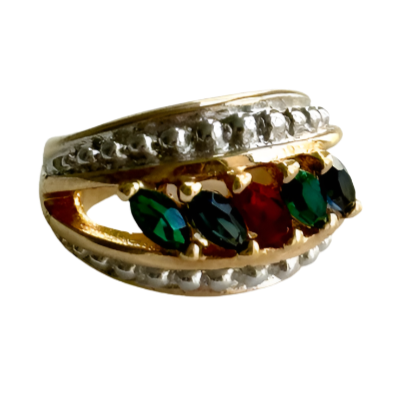 Multi-Colored Jewel Gold Ring Size 5