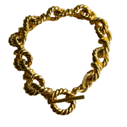 Textured Gold Chain Link Toggle Bracelet