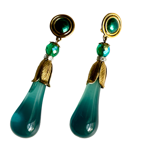 Estate Blue Drop Statement Earrings