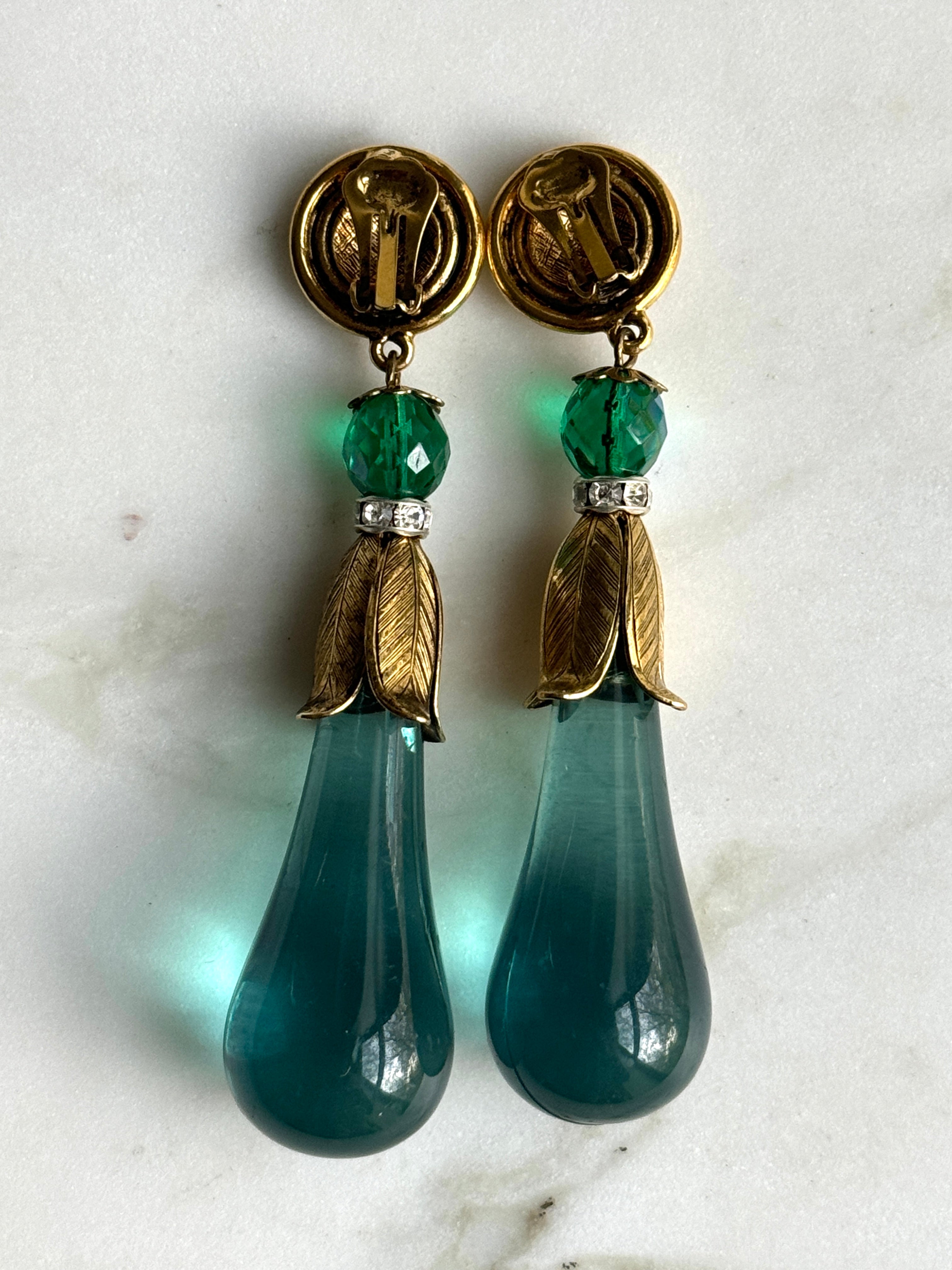 Estate Blue Drop Statement Earrings