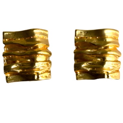 Brushed Gold Wave Earrings