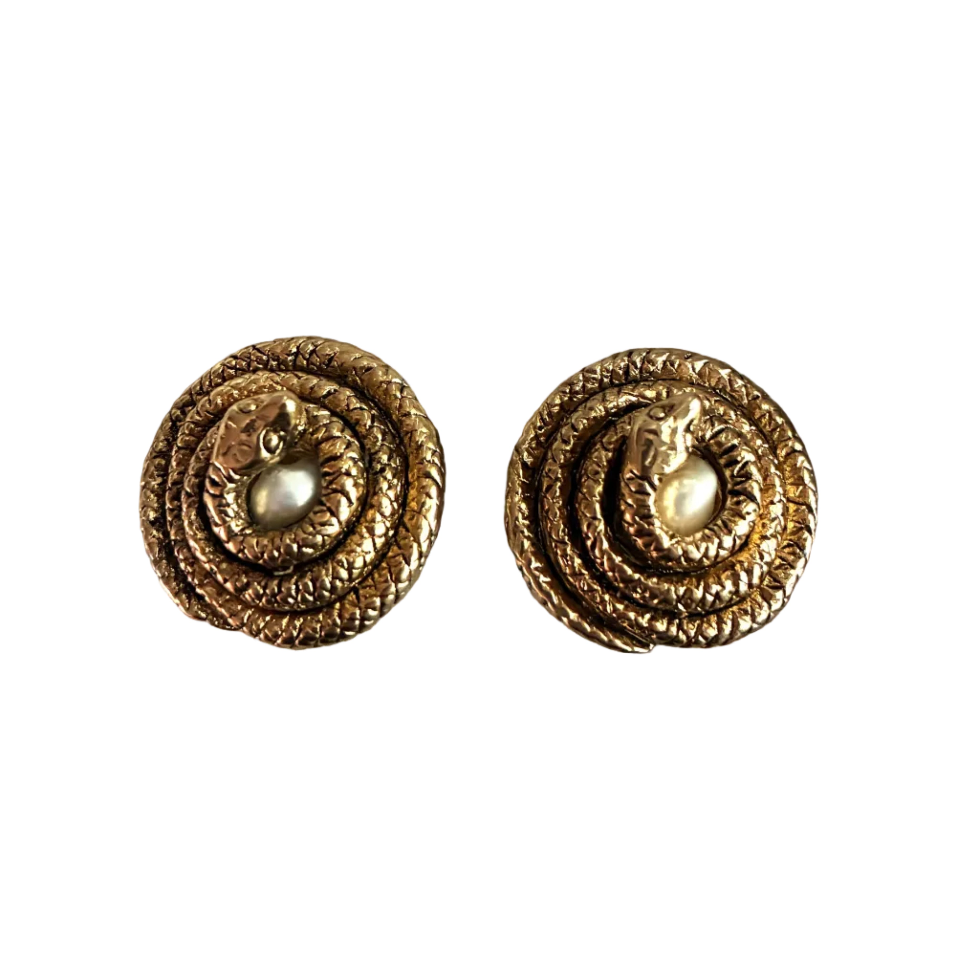 Vintage Designer Chantal de Kerouartz Snake Coil Earrings