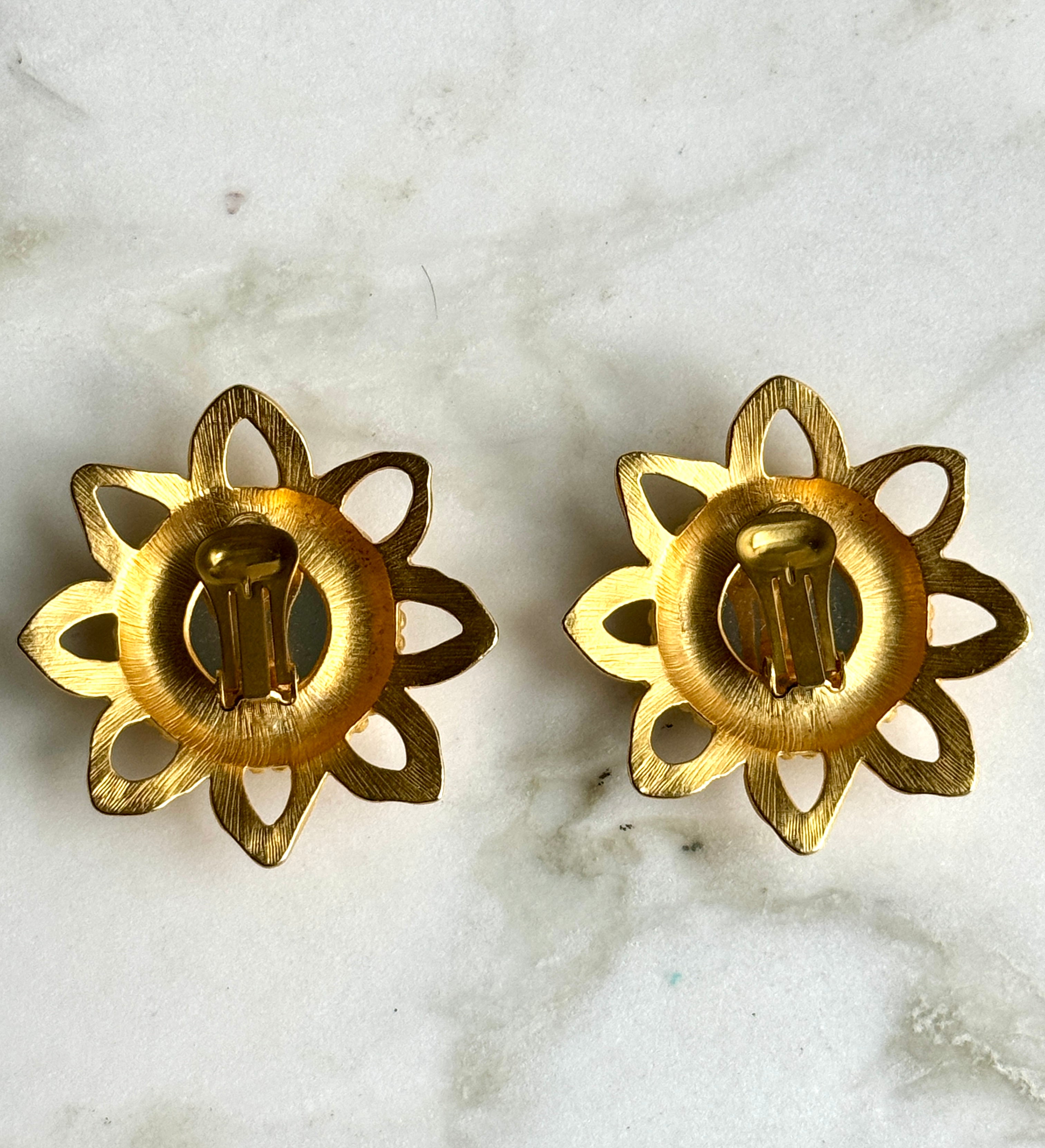 Huge 90s Green Jewel Sun Earrings