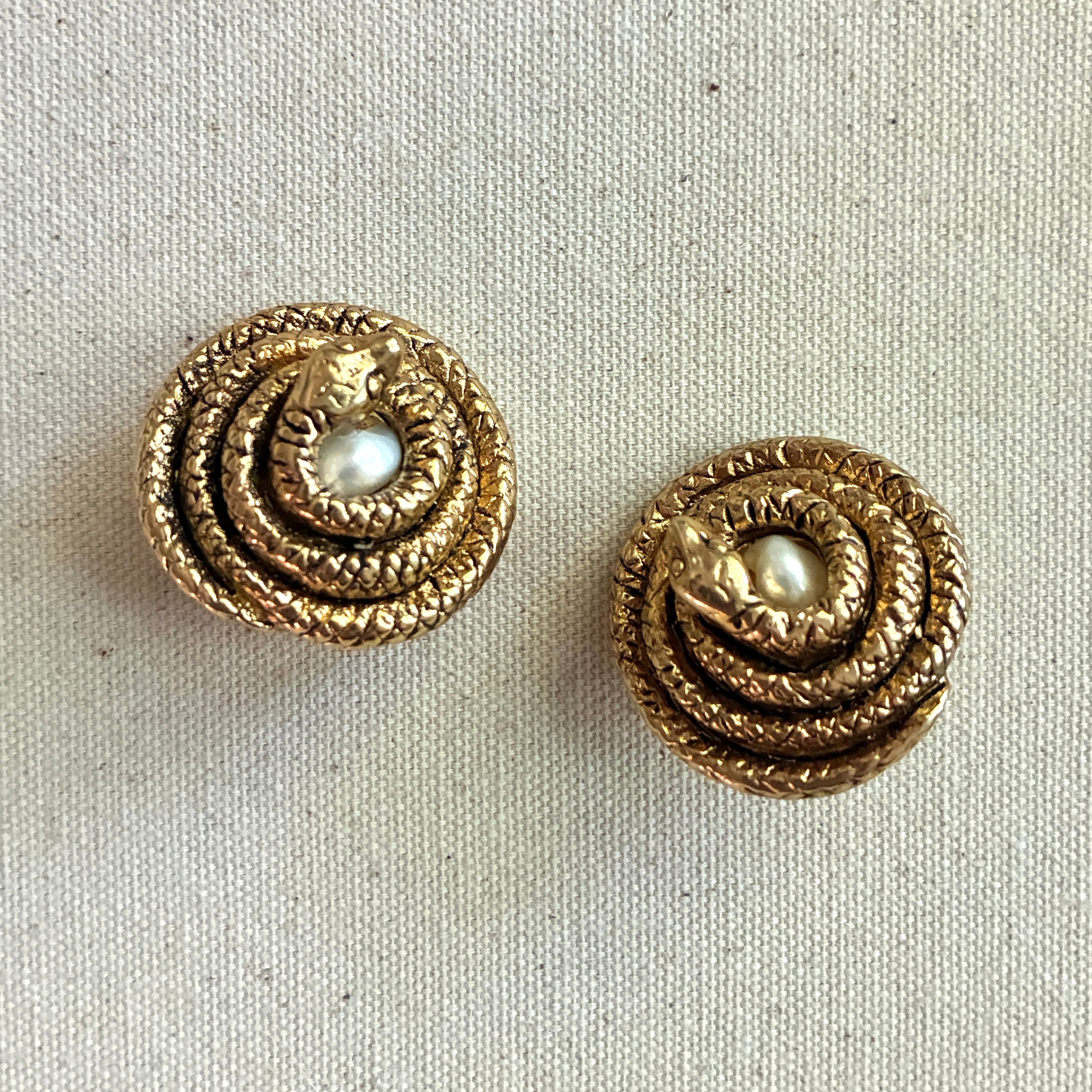 Vintage Designer Chantal de Kerouartz Snake Coil Earrings