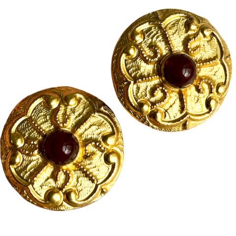 Turkish Gold Sterling Statement Clip On Earrings