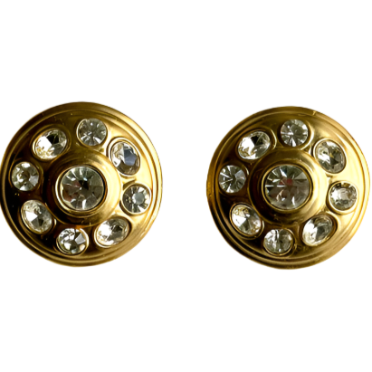 Fabulous 90s Golden Crystal Circle Earrings