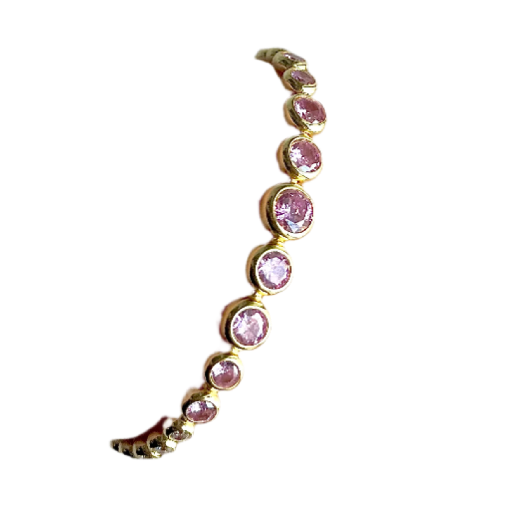 Pink and Diamond Crystal Round Bezel Tennis Bracelet