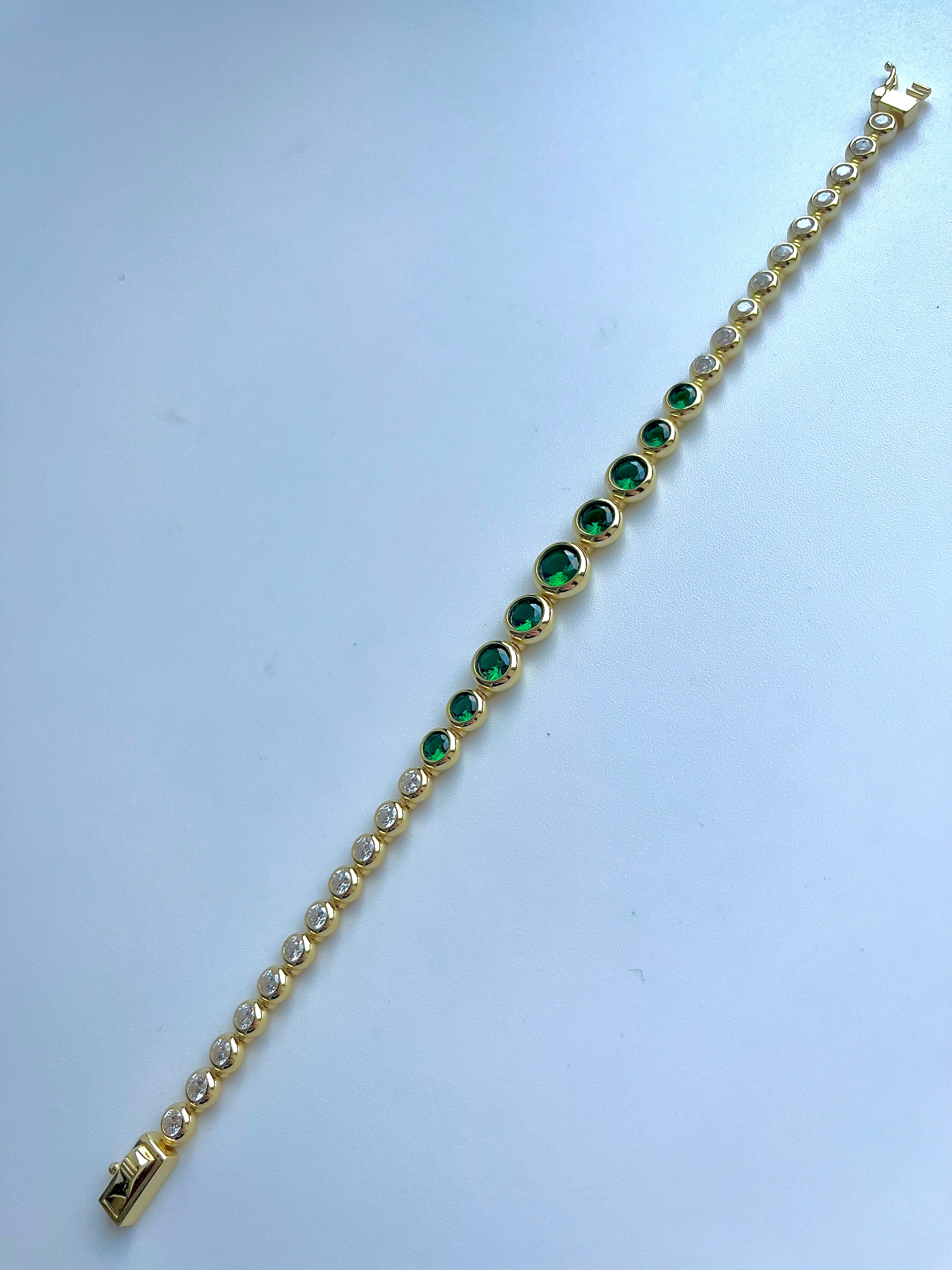 Green Crystal Bezel Tennis Bracelet