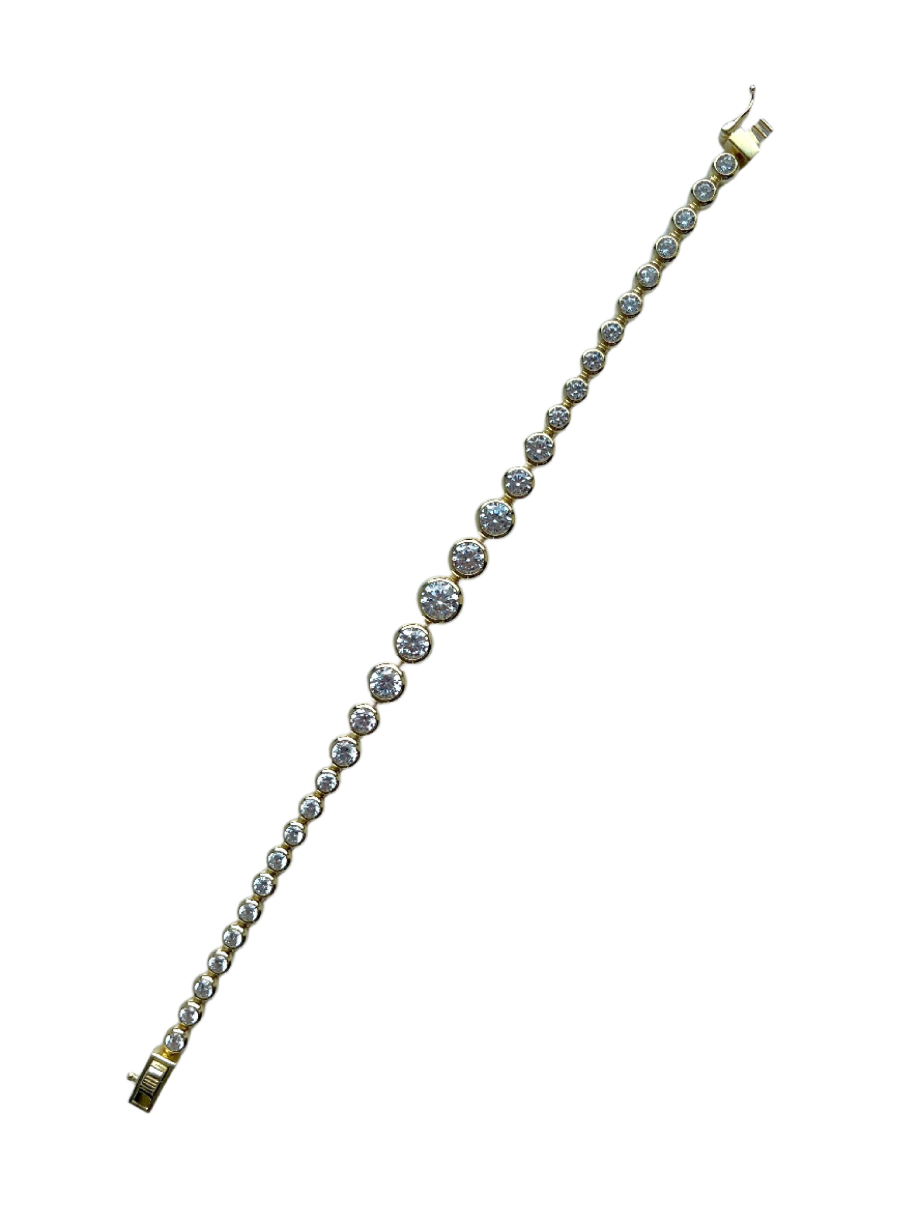 Sterling Silver & Gold Bezel Crystal Tennis Bracelet