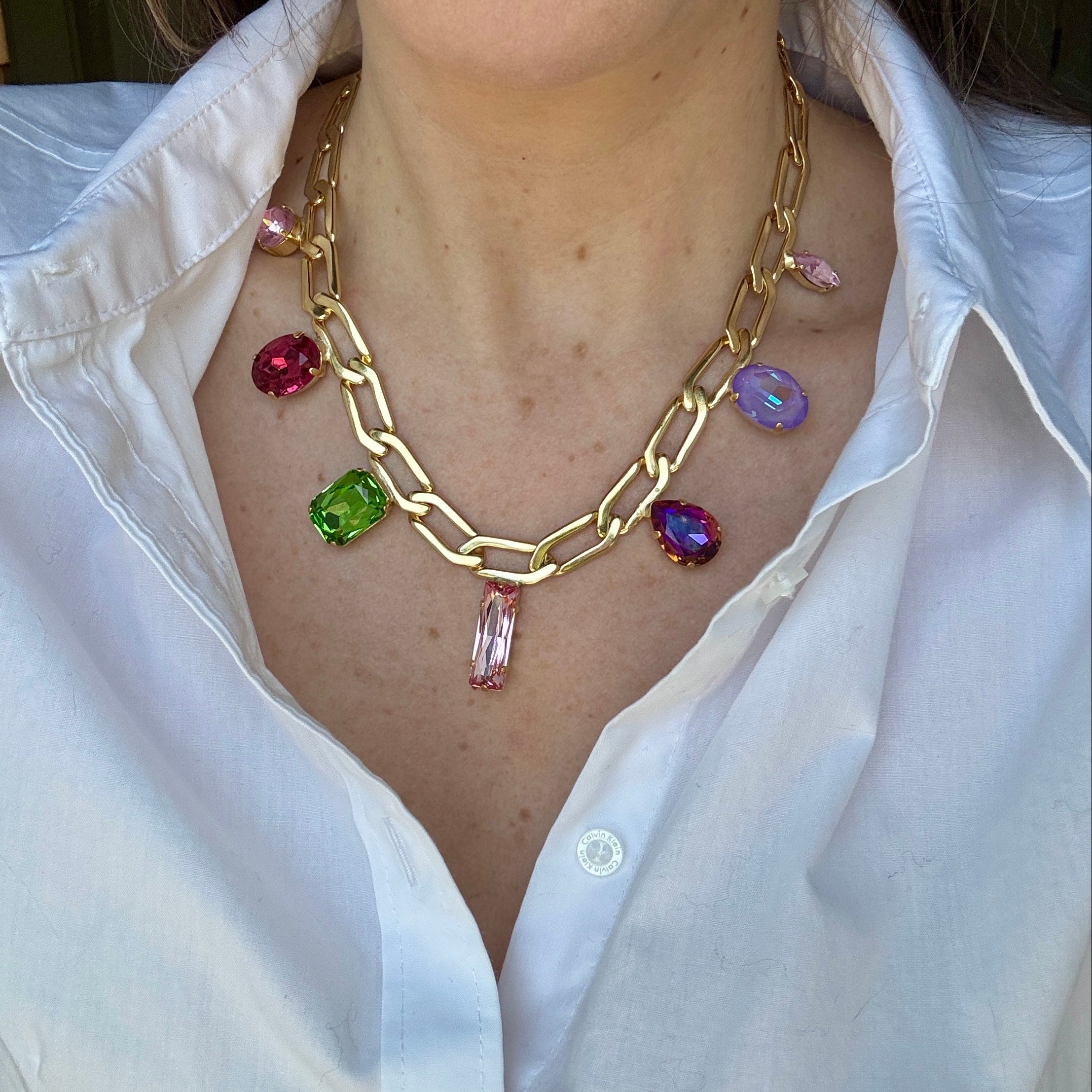 Emmy Paper Clip Crystal Neckalce
