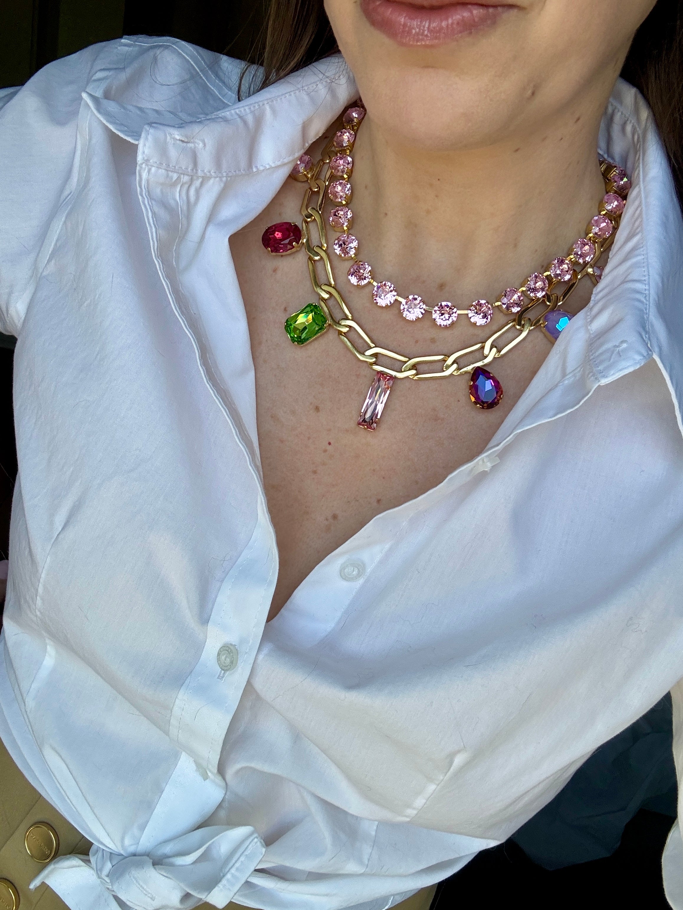 Emmy Paper Clip Crystal Neckalce