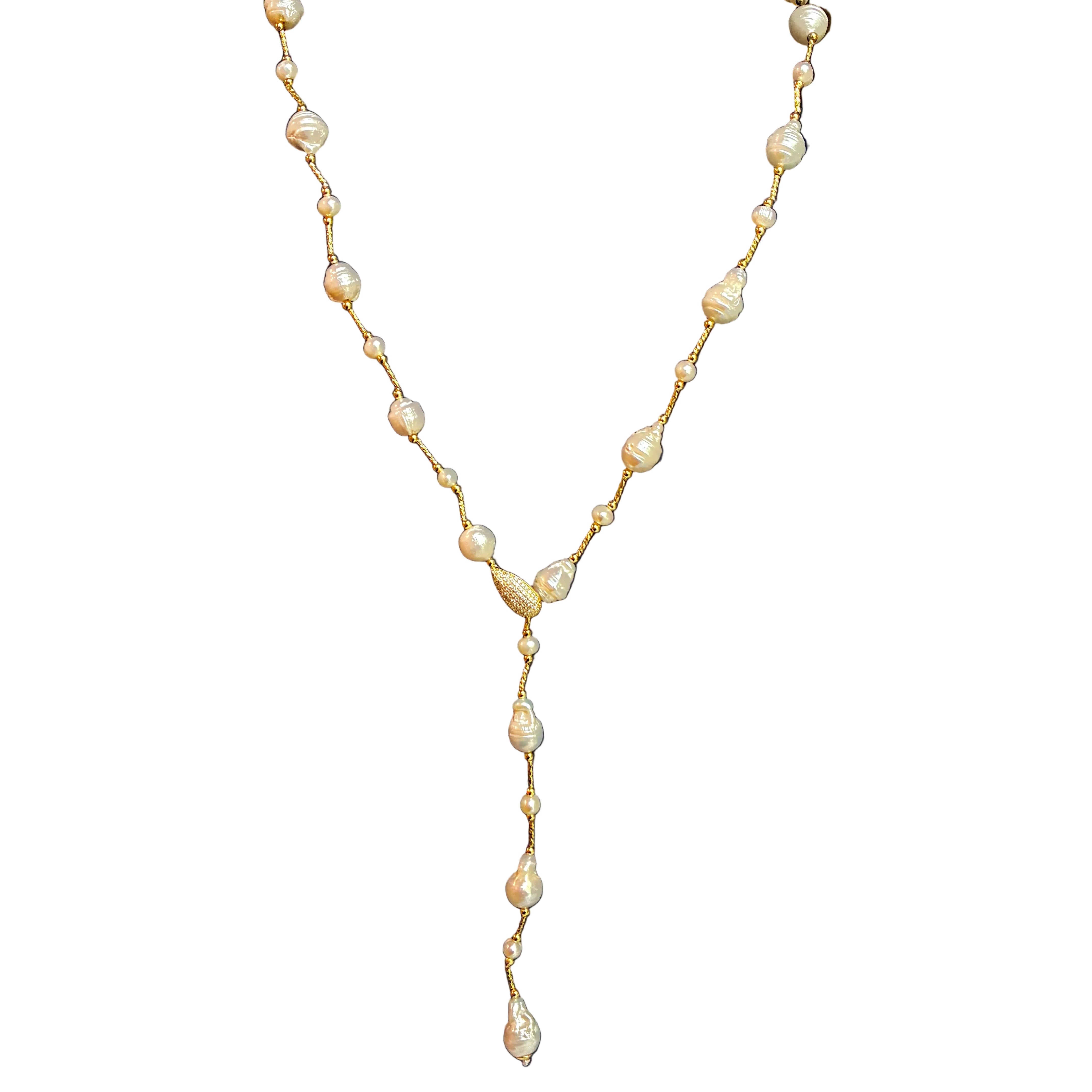 French Fresh Water Pearl Lariat Necklace