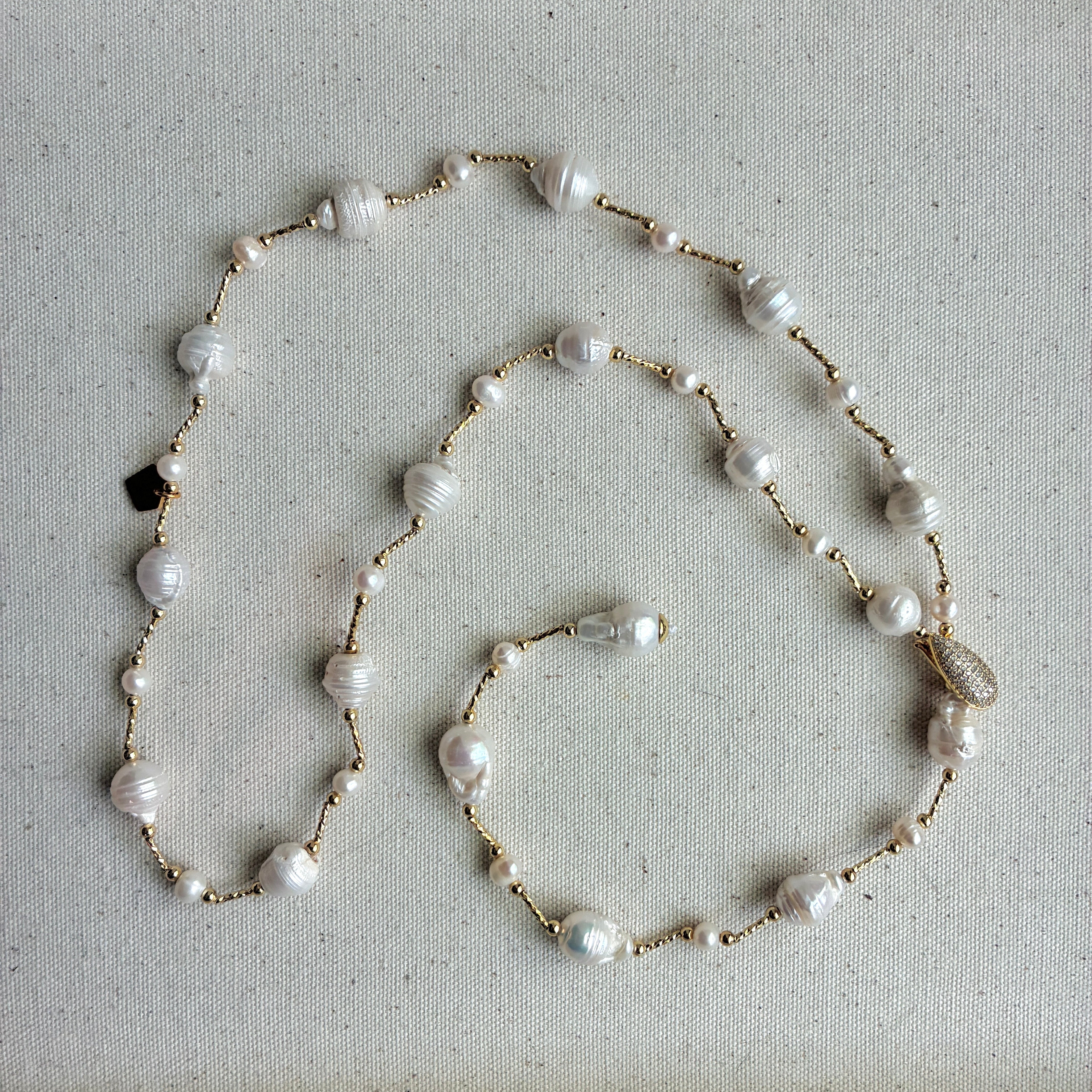 French Fresh Water Pearl Lariat Necklace