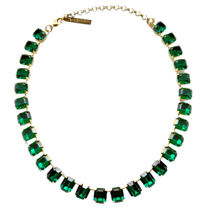 Emerald Cut Emerald Green Crystal Necklace