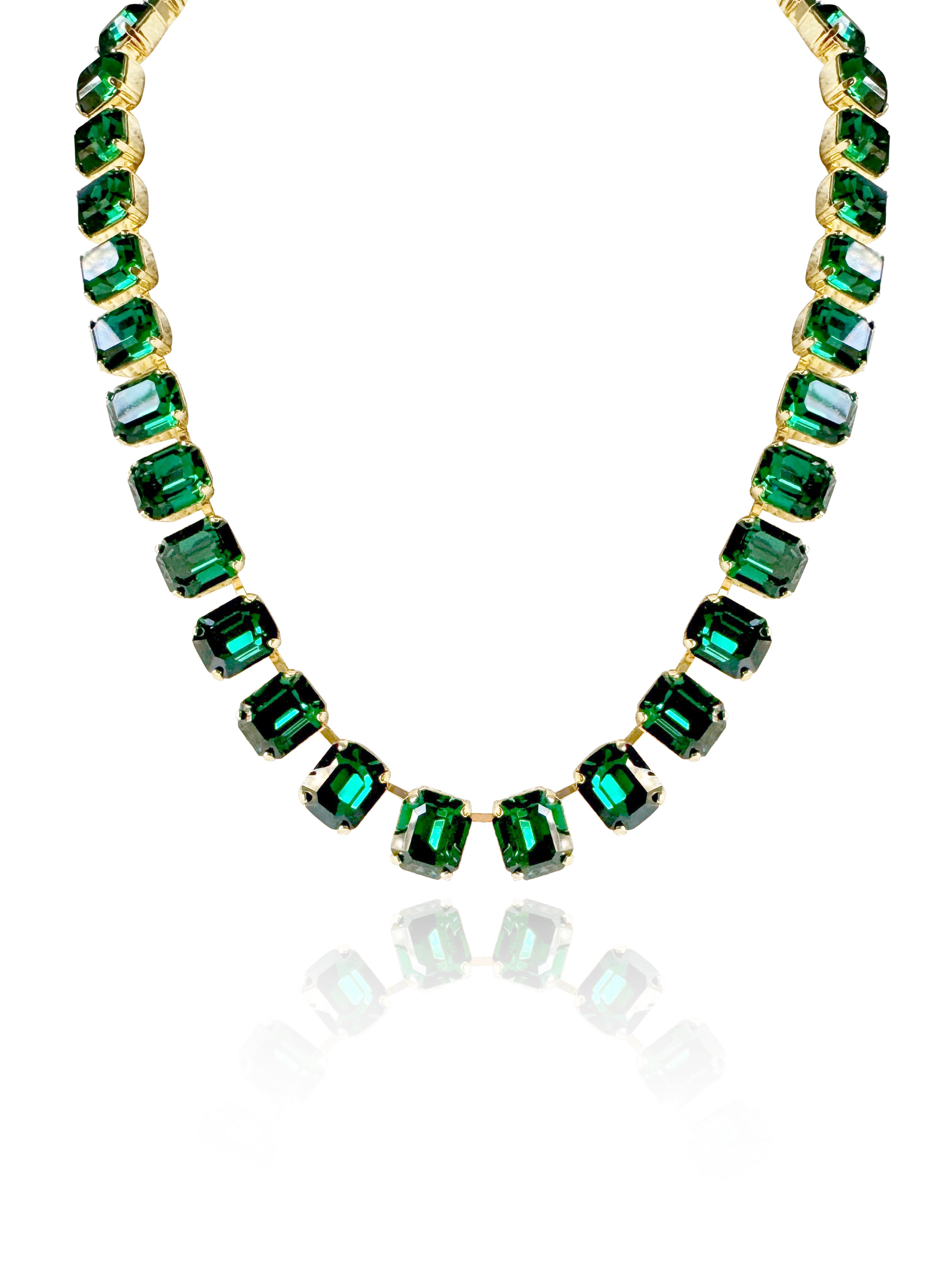 Emerald Cut Emerald Green Crystal Necklace