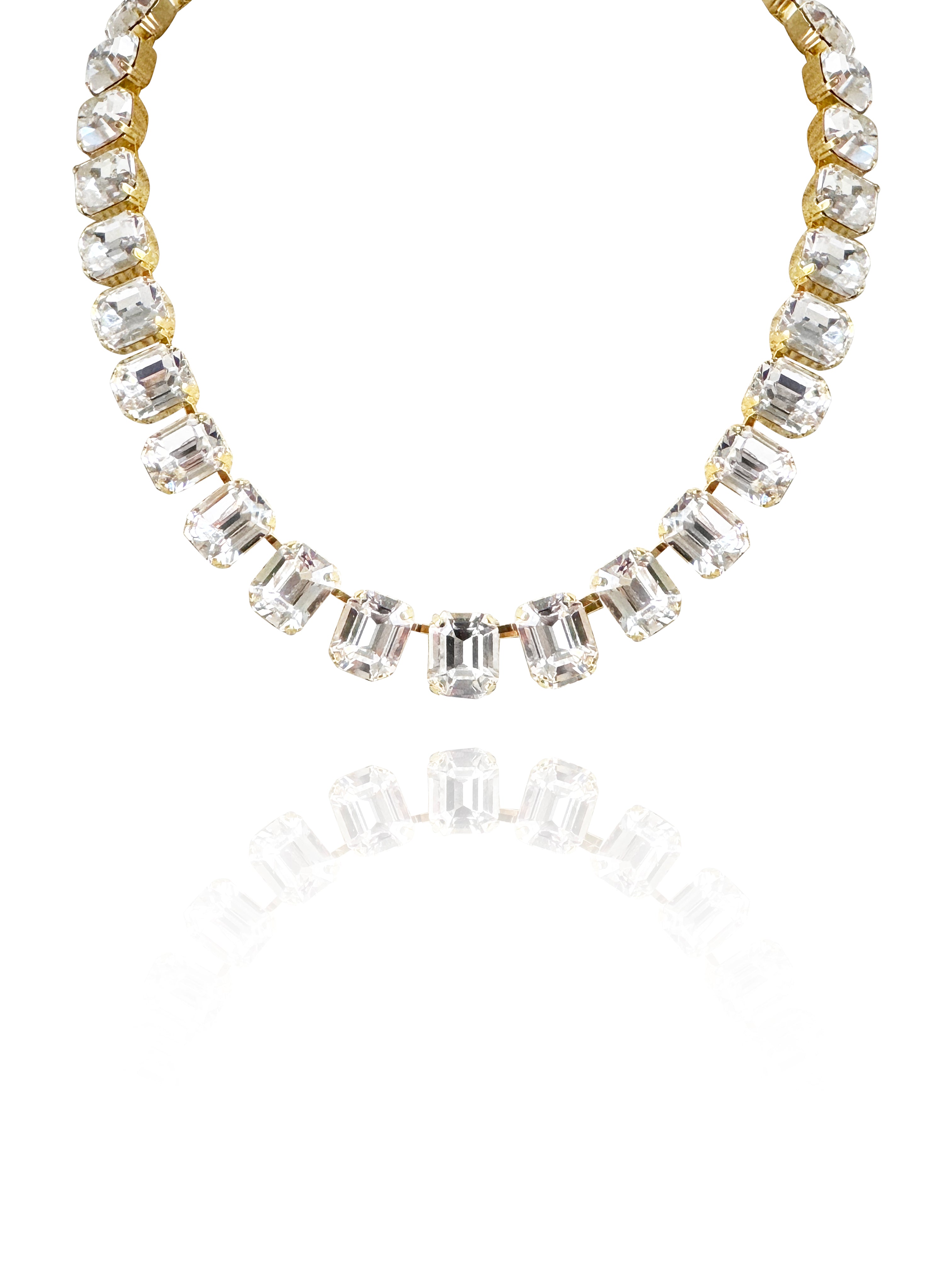 Emerald Cut Diamond Crystal Necklace