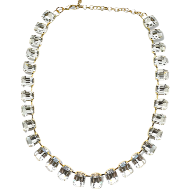 Emerald Cut Diamond Crystal Necklace