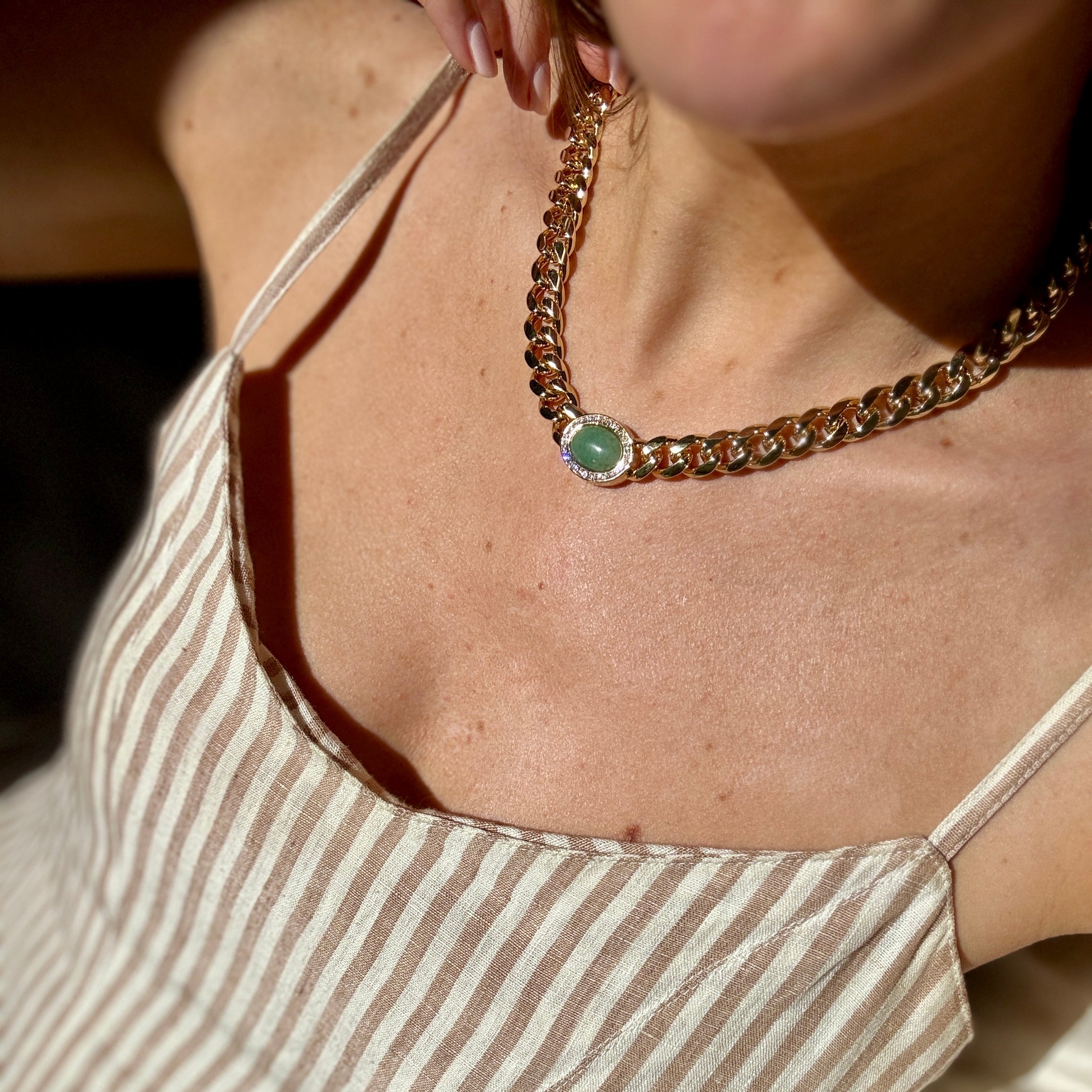 Harlow Curb Chain Carnelian, Lapis & Aventurine