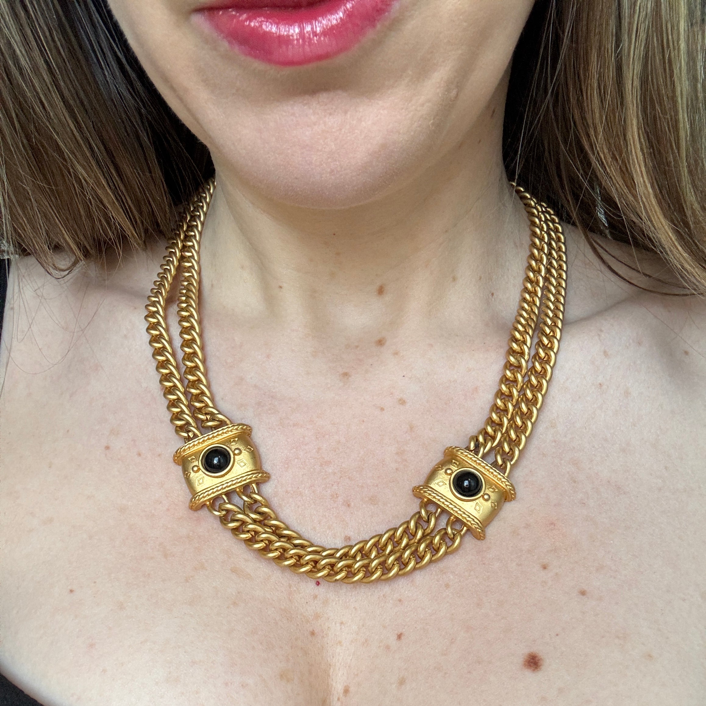 Etruscan Brushed Gold Chain Necklace