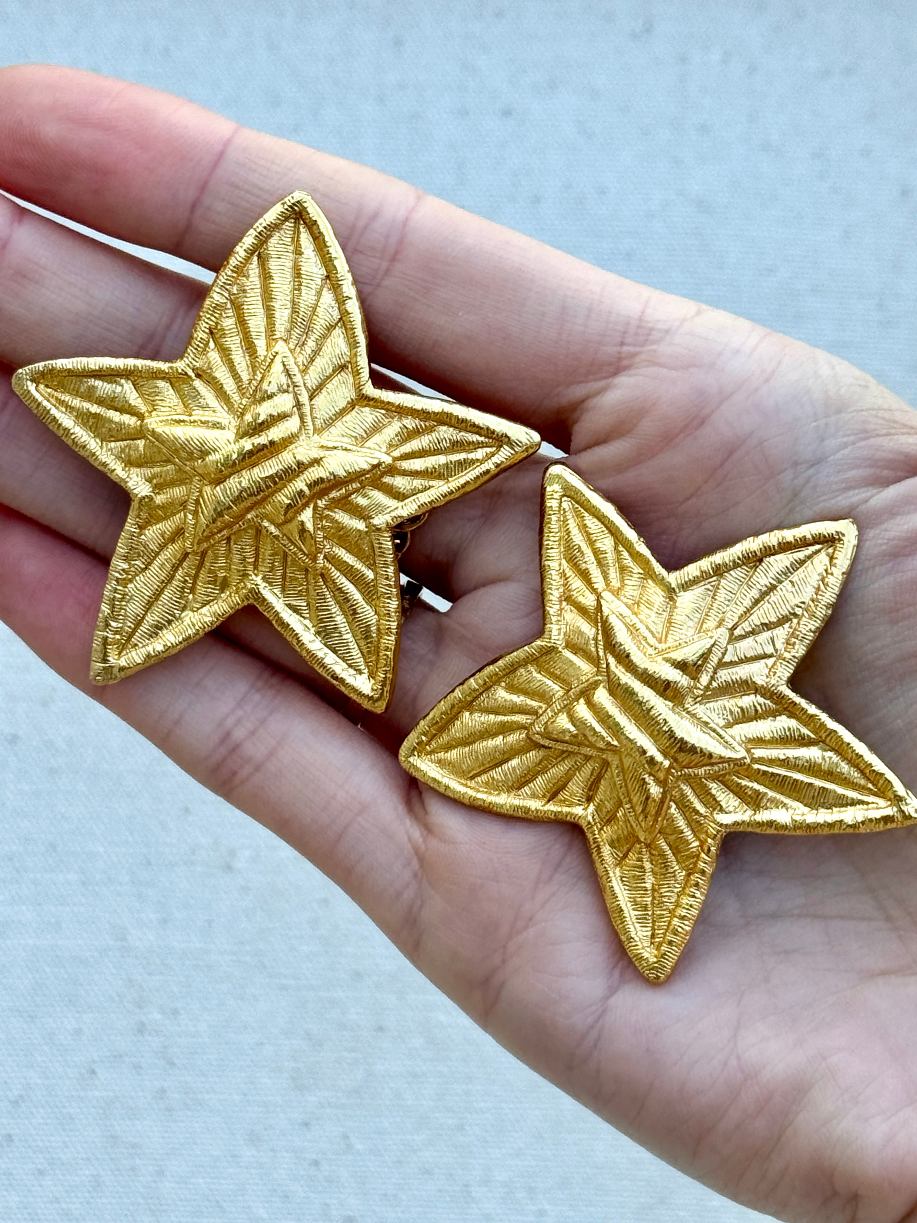 Vintage Givenchy Large Gold Star Earrings