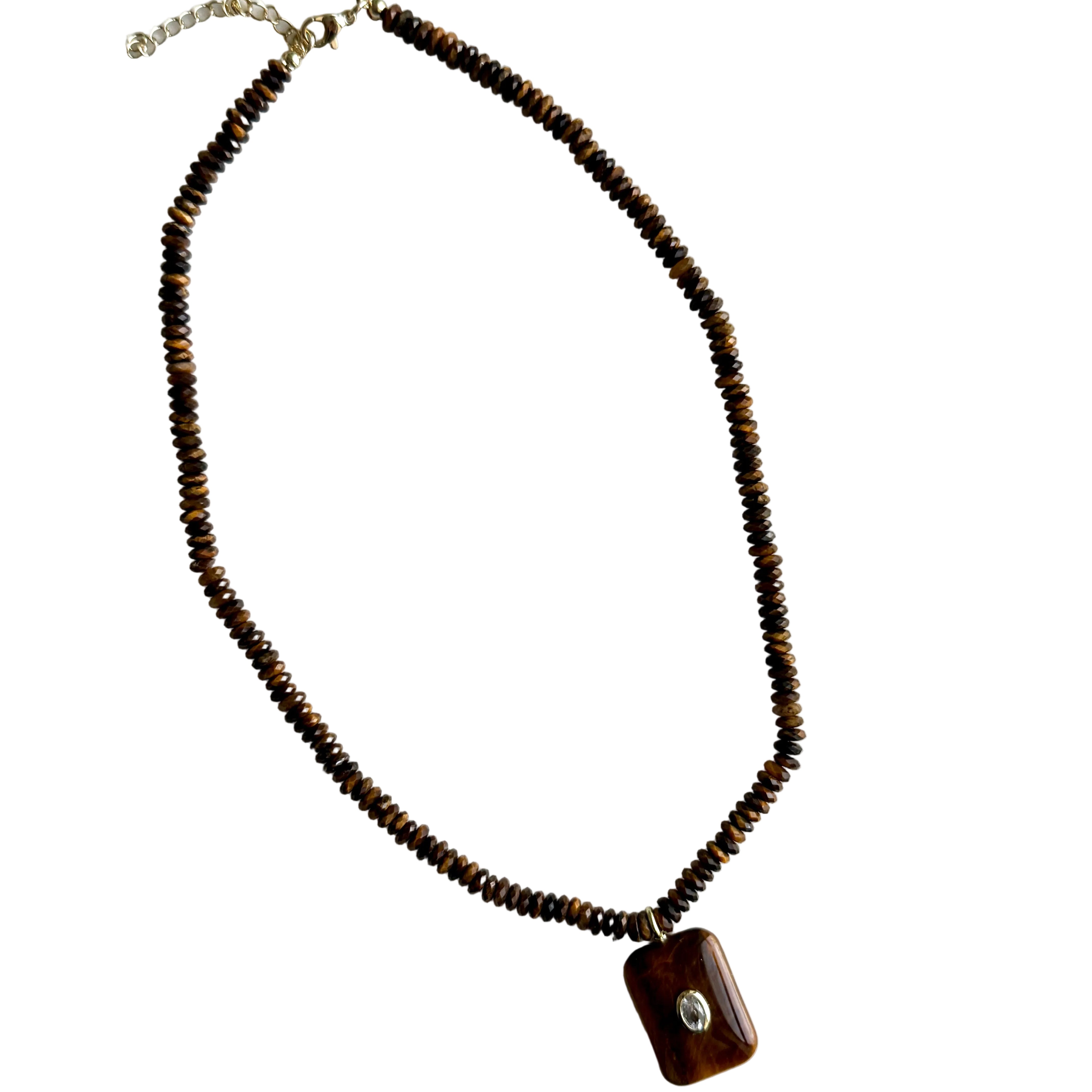 French Tiger's Eye Pendant Necklace