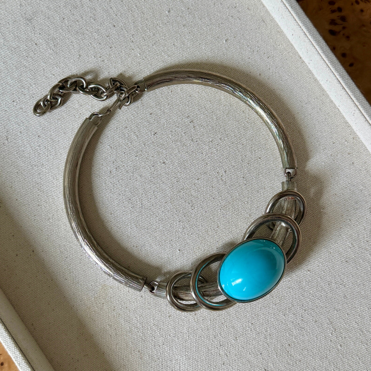 Vintage 1960s Silver & Turquoise Statement Necklace