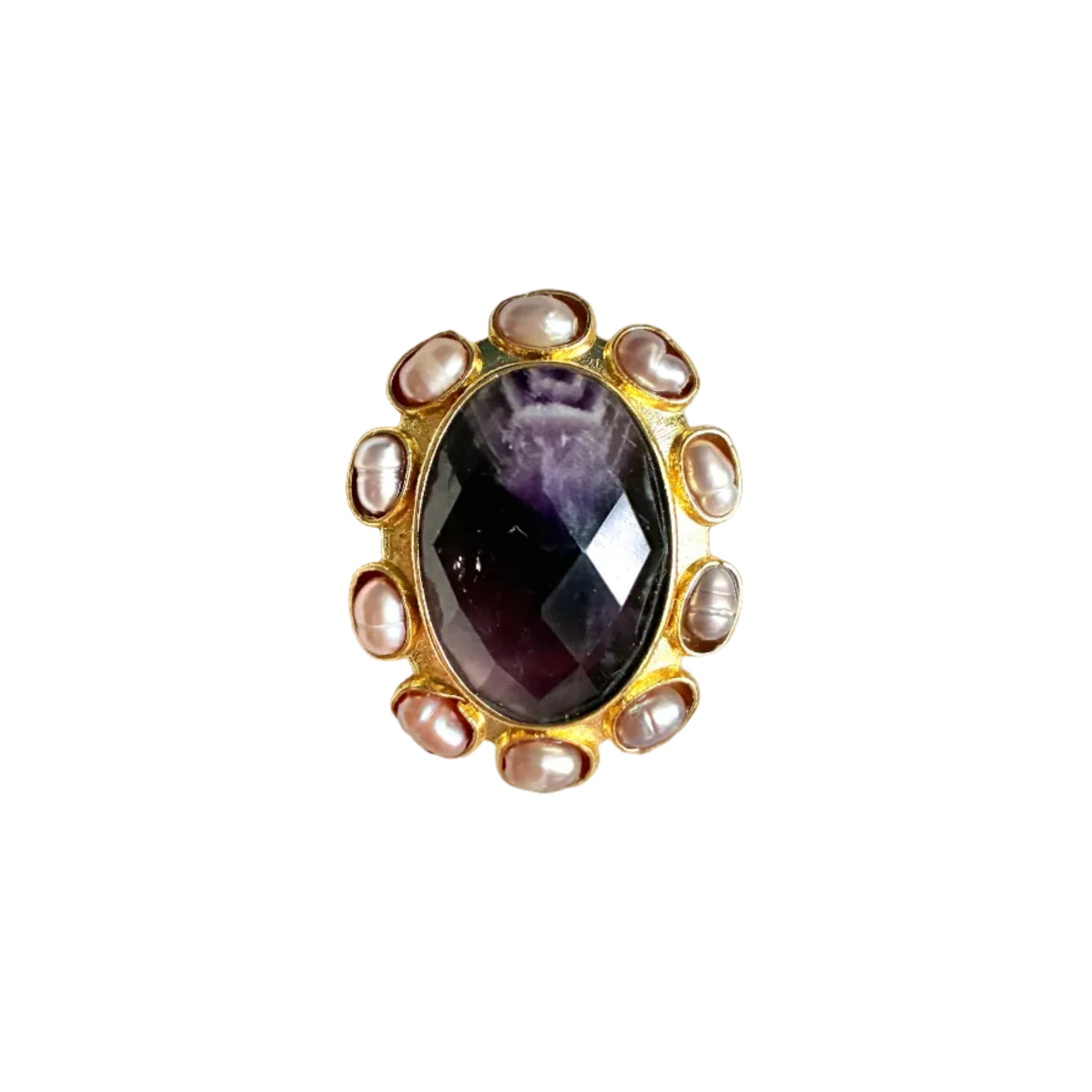 Tiger’s Eye & Pearl Cocktail Ring