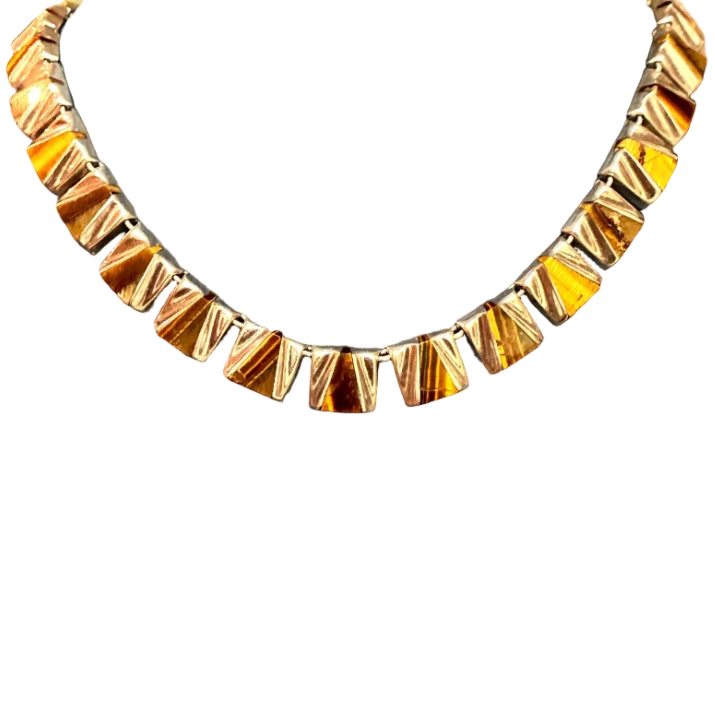 Vintage Tigers Eye Sterling Silver Necklace