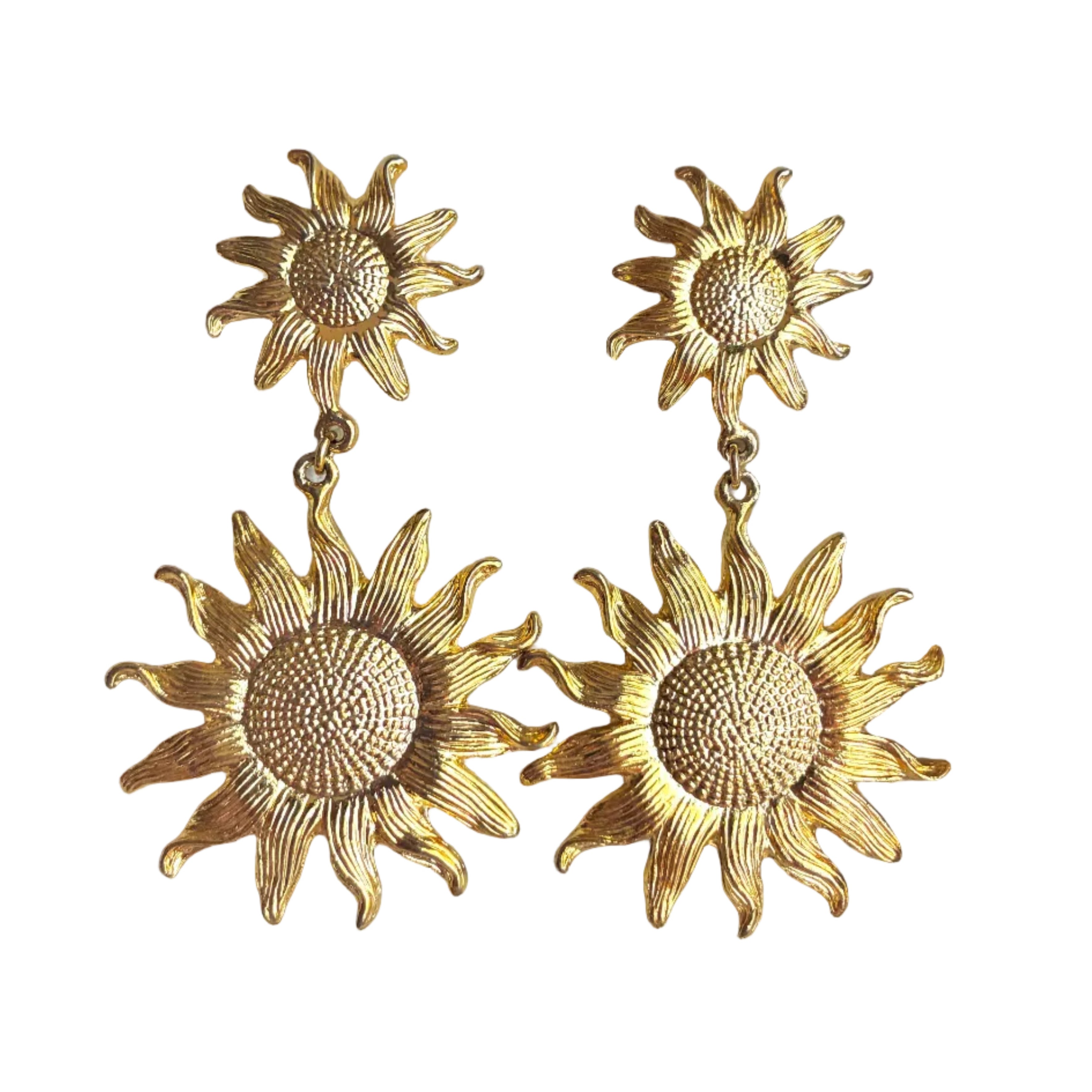 Vintage French 89s Sunflower Earrings