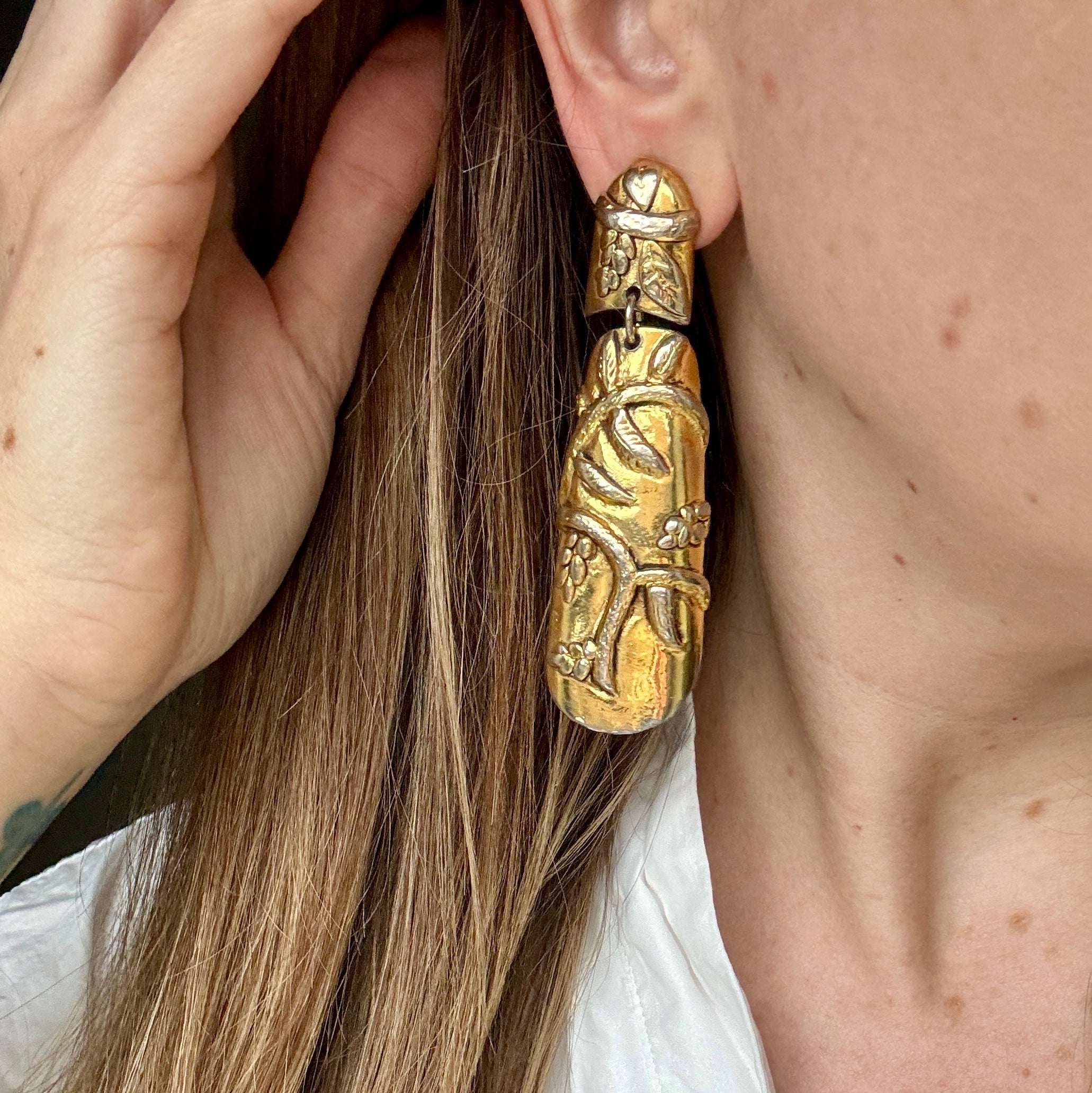 Vintage 70s Brutalist Gold Statement Earrings