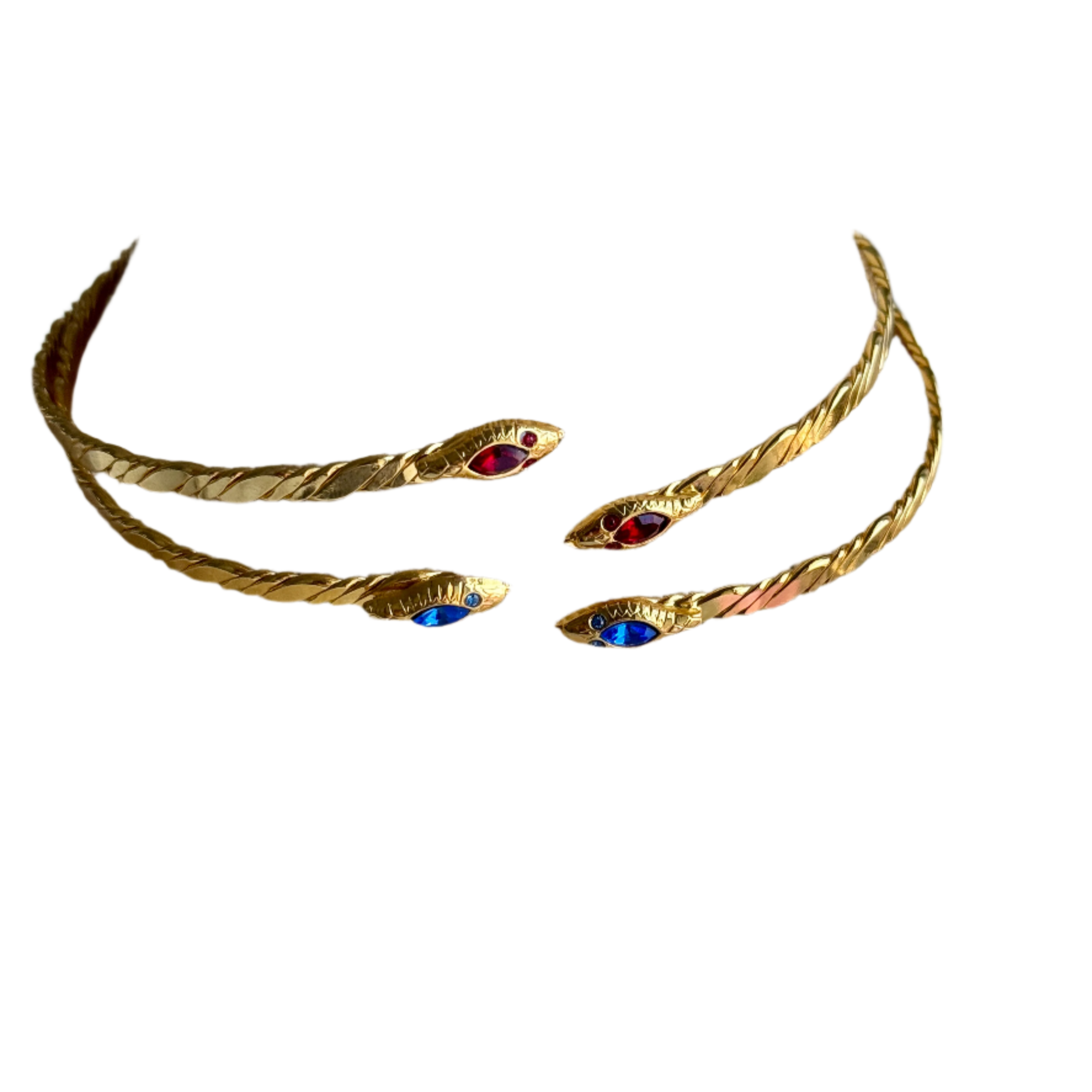 Delicate French Double Gold Snake Collar Necklace