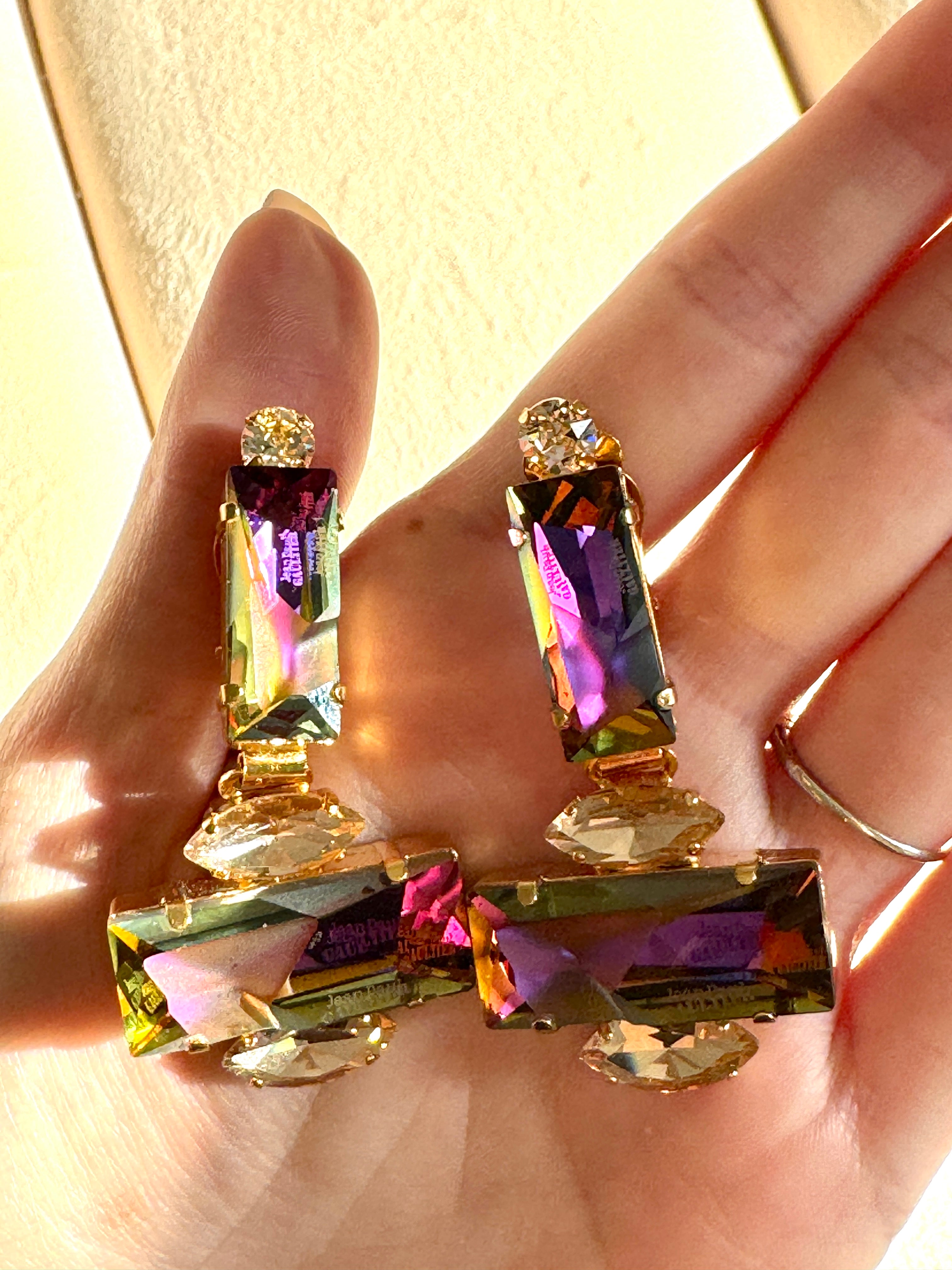JPG 5 Stone Volcano + Dark Purple Statement Earrings