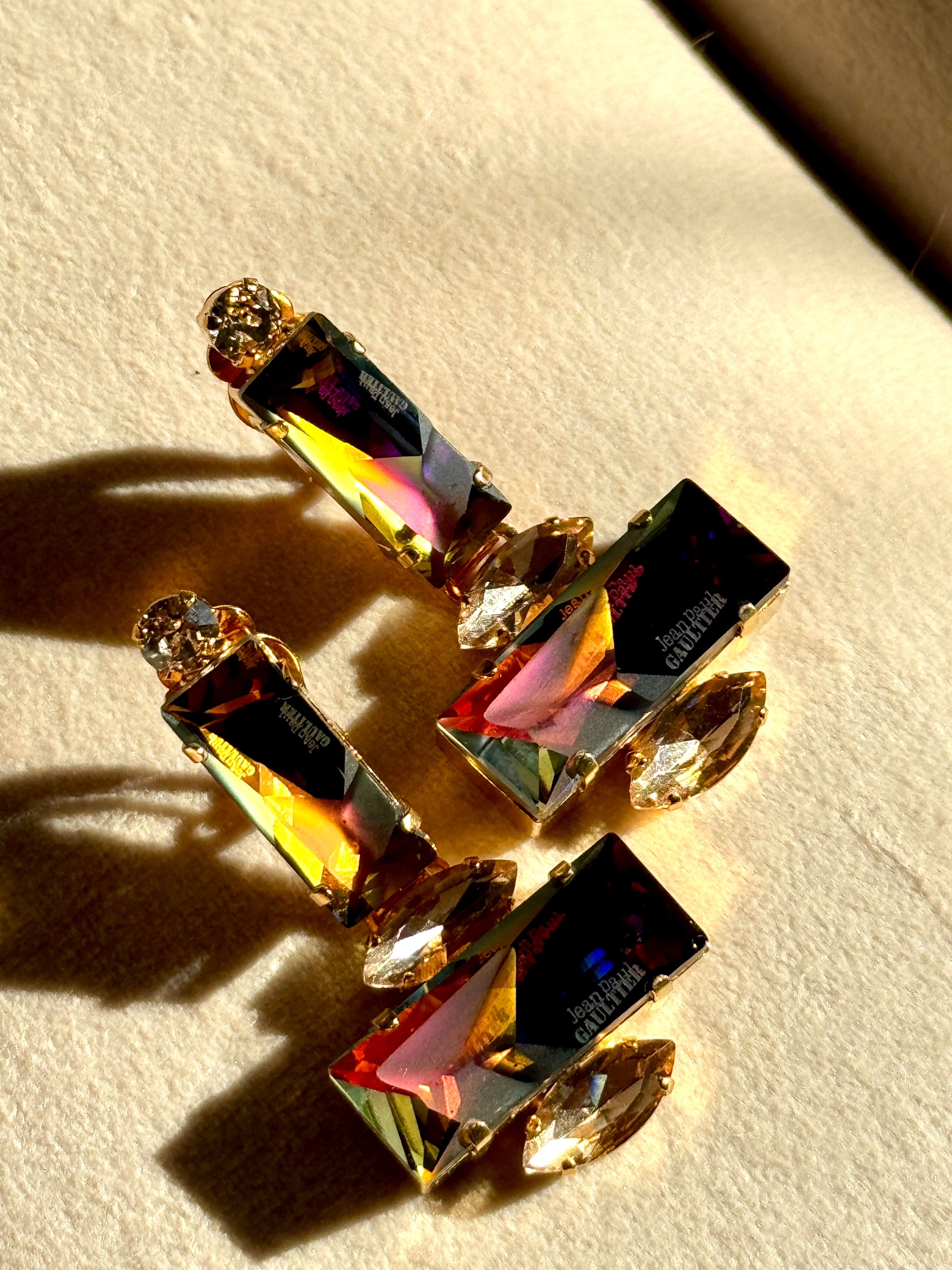 JPG 5 Stone Volcano + Dark Purple Statement Earrings