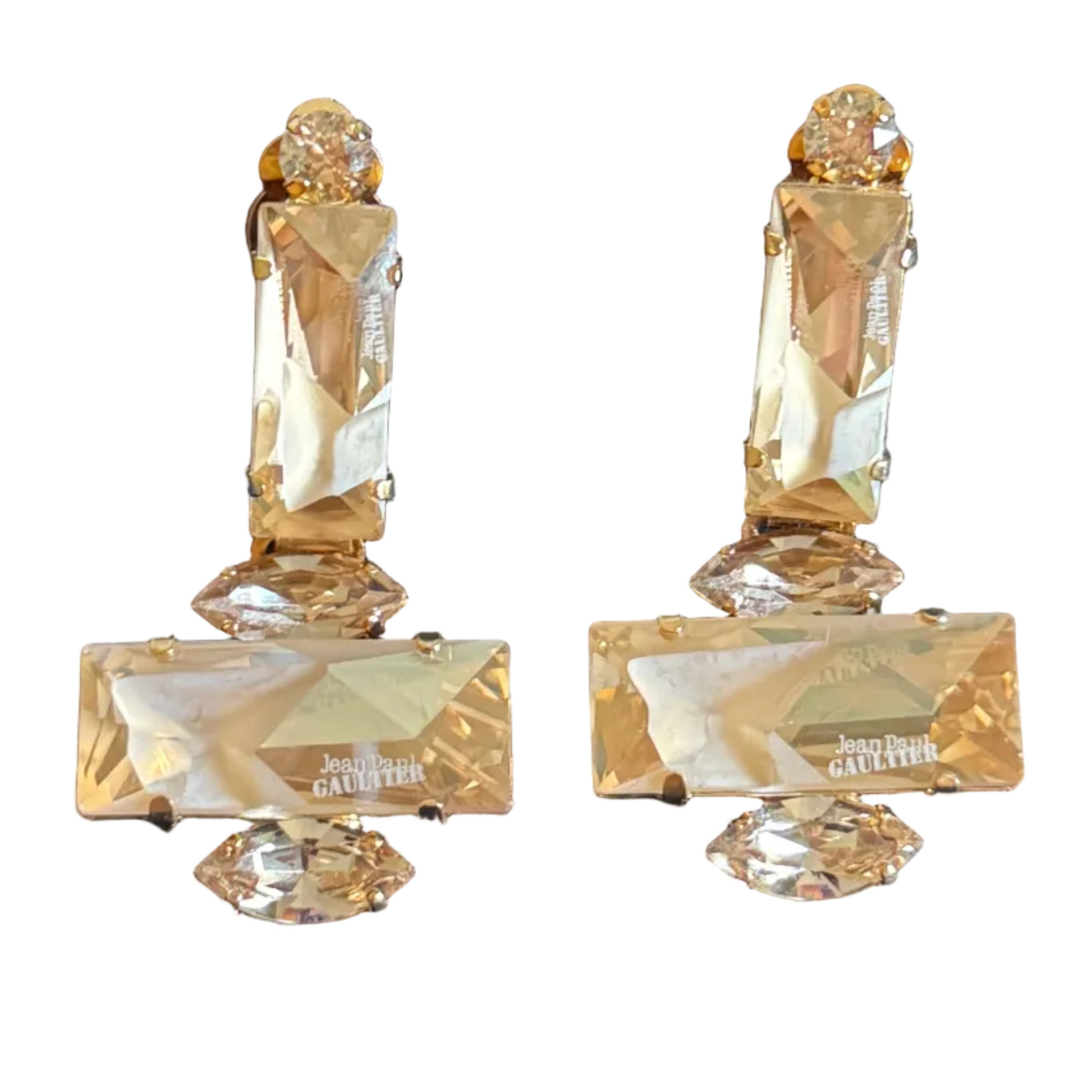 Jean Paul Gaultier Champagne Crystal Statement Earrings
