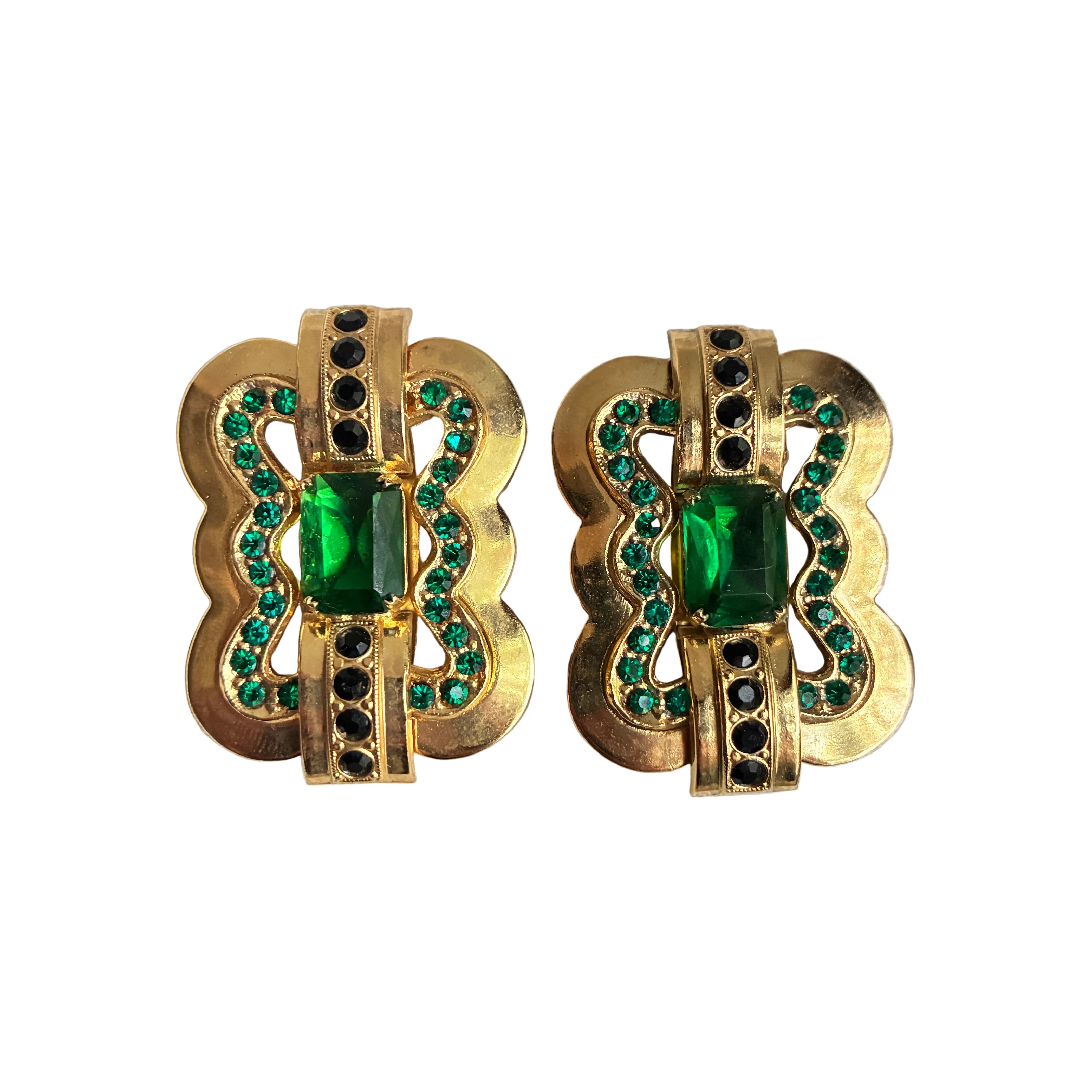 Vintage Italian Buckle Crystal Earrings