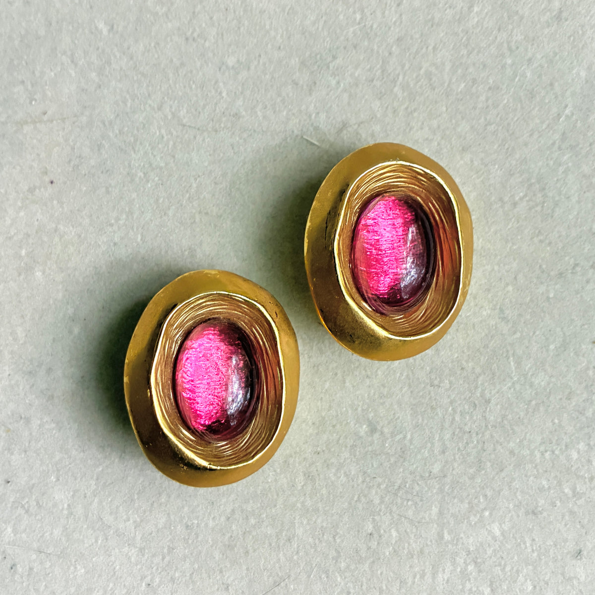 Vintage French Dolce Vita Pink Glass Earrings