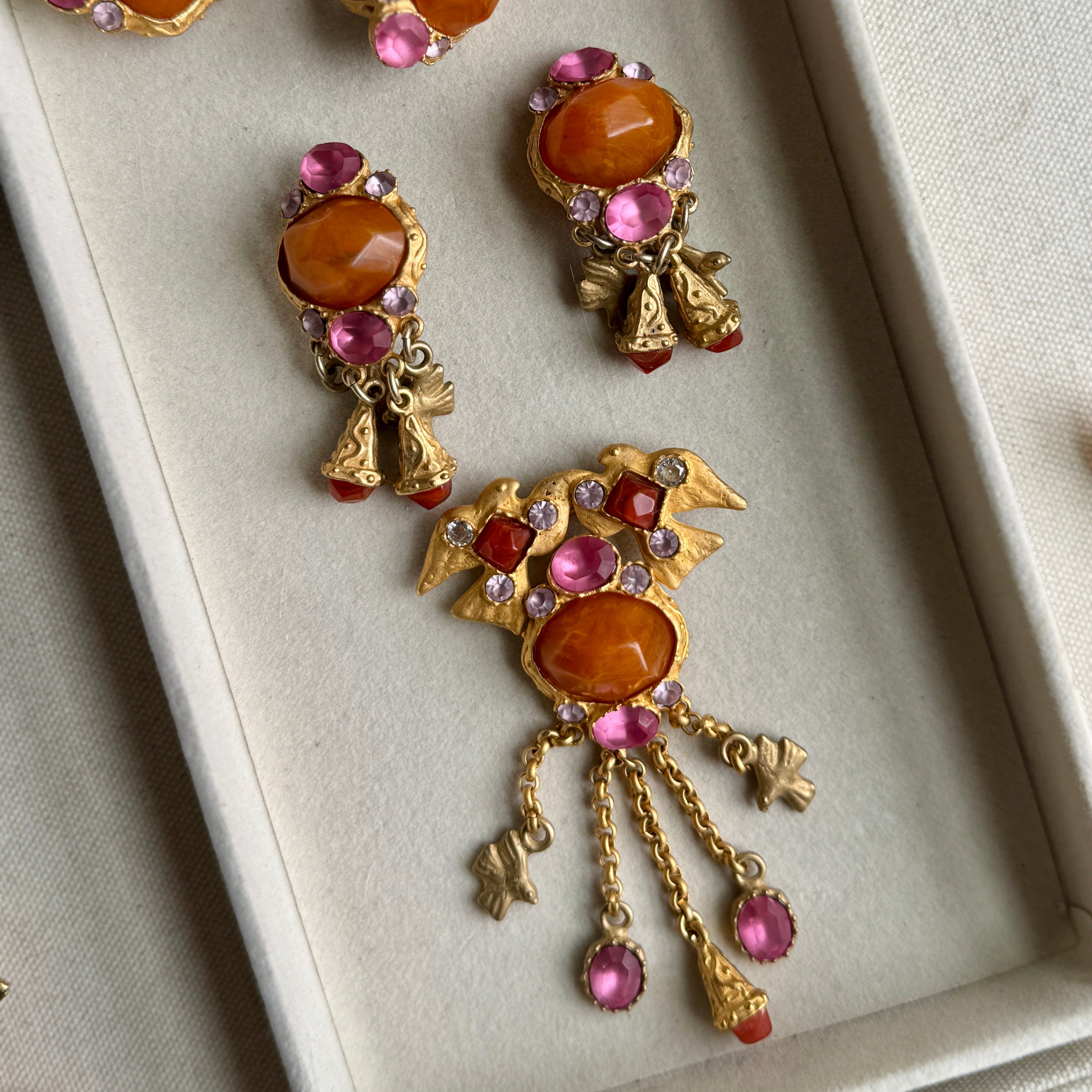 Vintage French Designer Satellite  Bird Charm Brooch