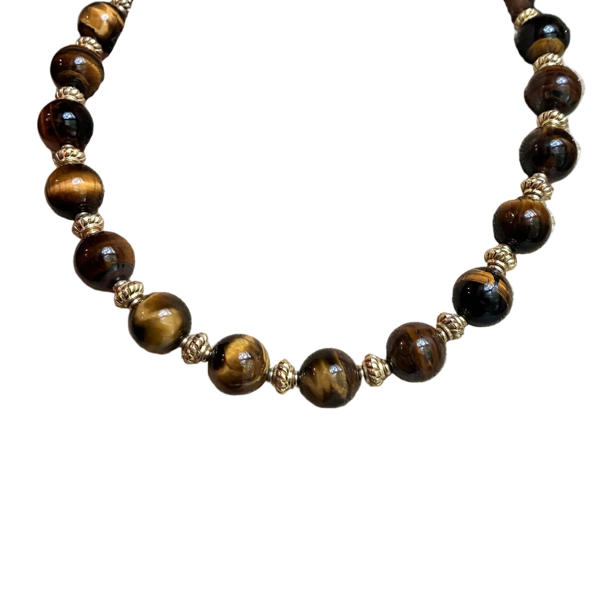 Modern French Tiger's Eye Sphere Necklace