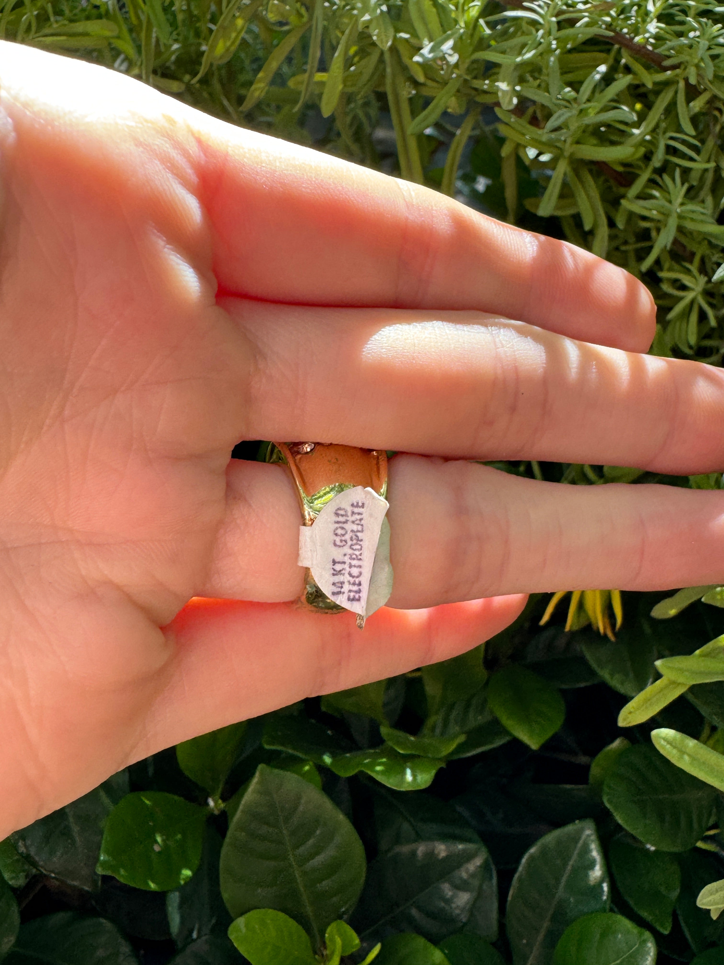 Stunning Citrine and Purple Pave Crystal Gold Cocktail Ring Size 4.5