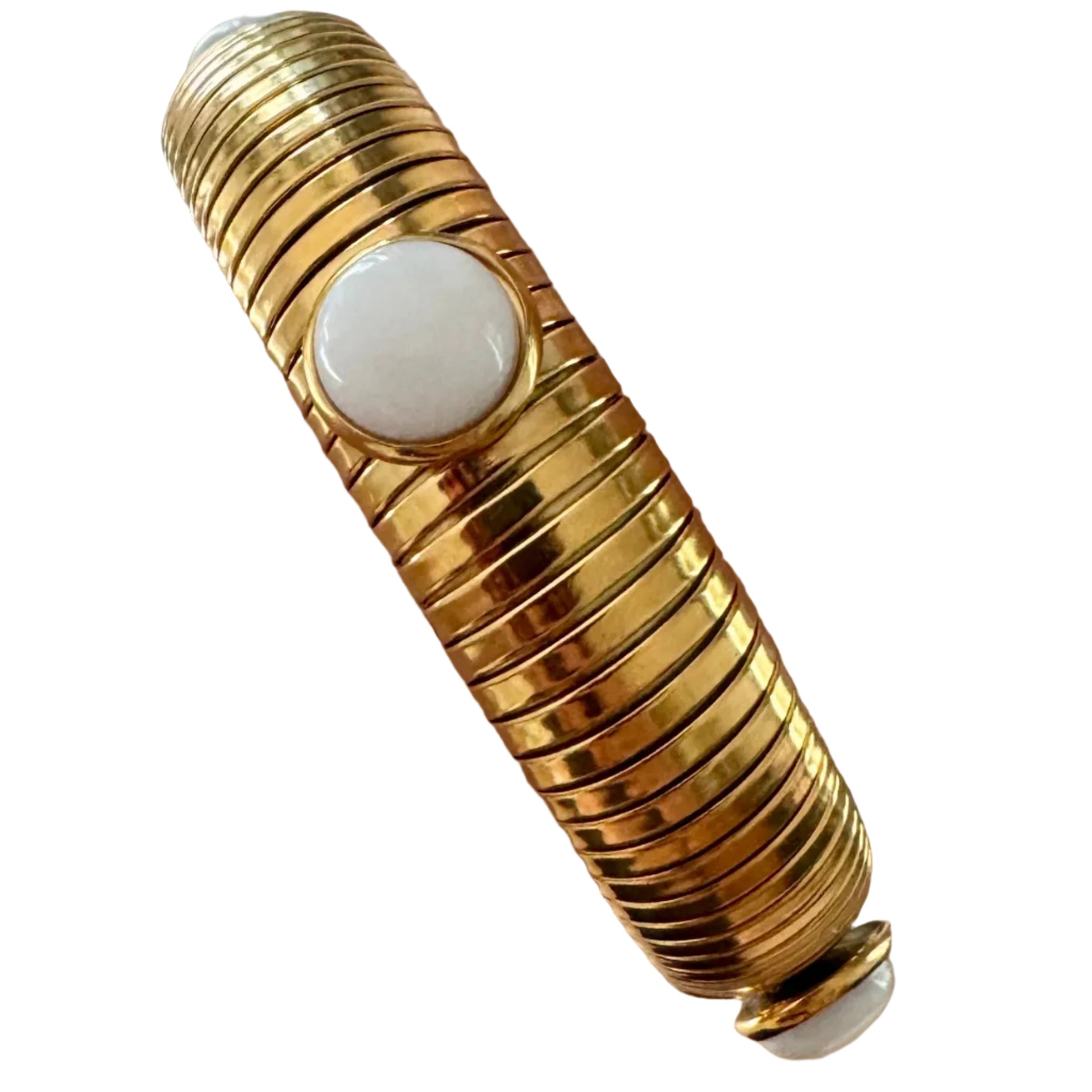 Round White Stone Gold Omega Bracelet