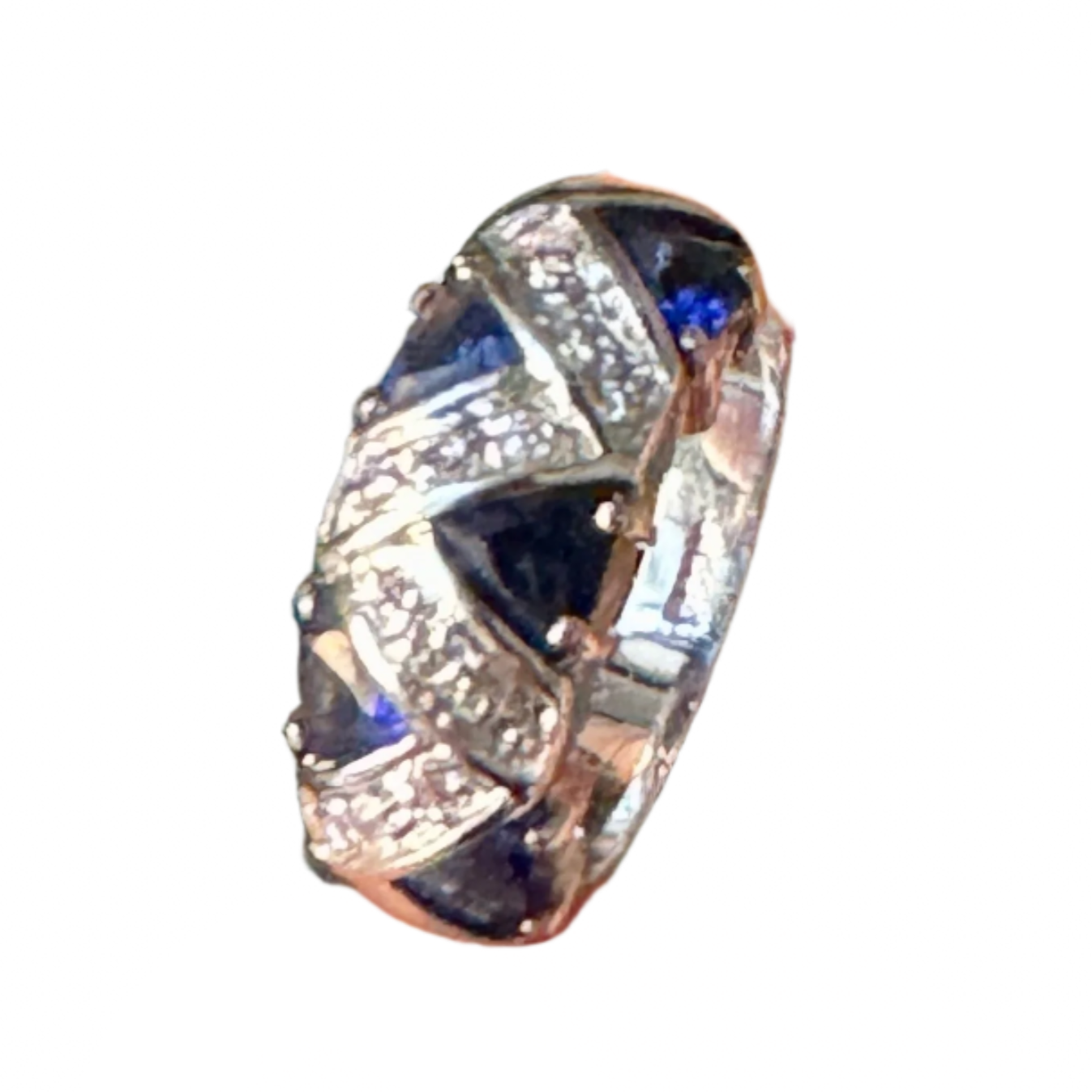 18K White and Blue Crystal Ring Size 8